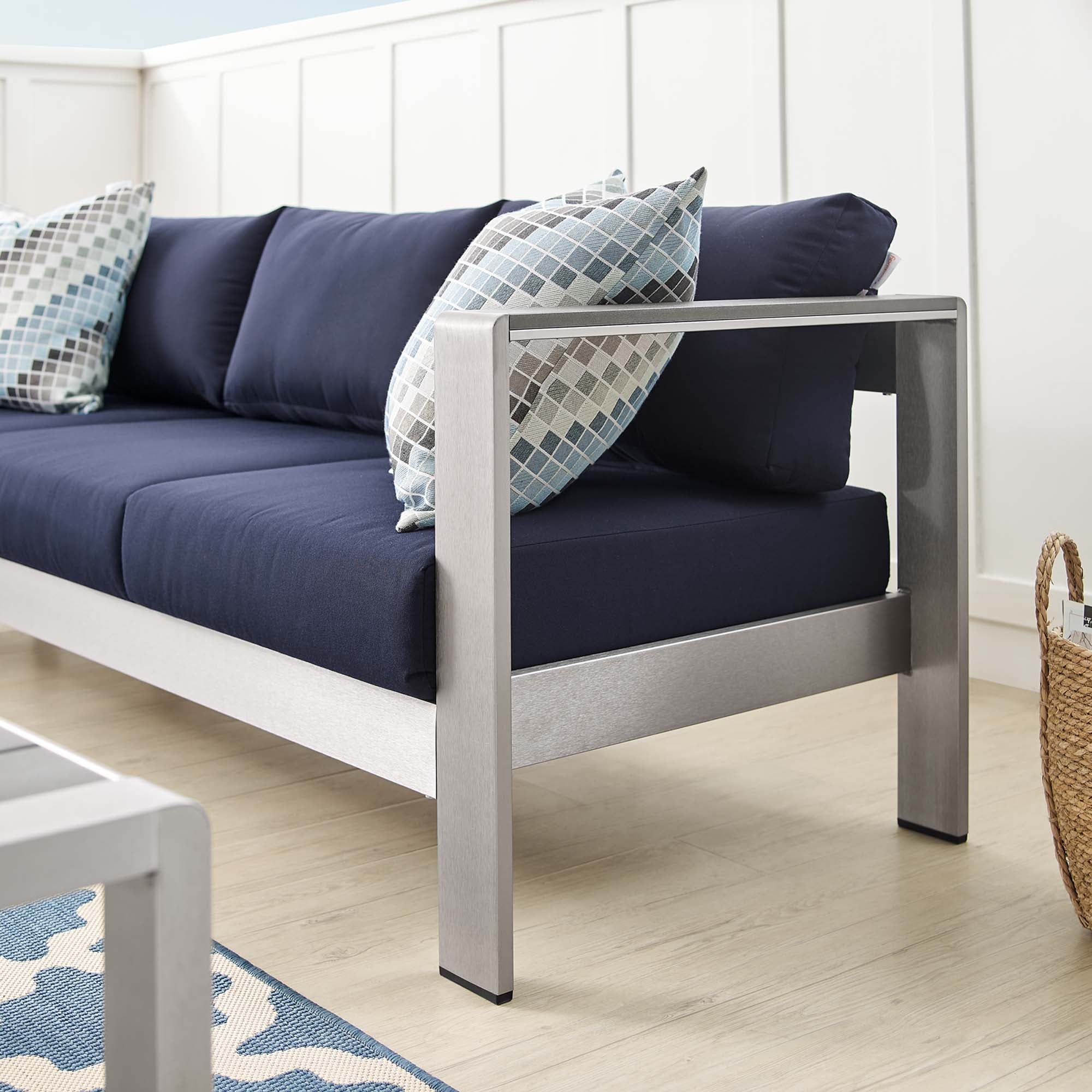 Shore Sunbrella® Fabric Aluminum Outdoor Patio Sofa - Image 10