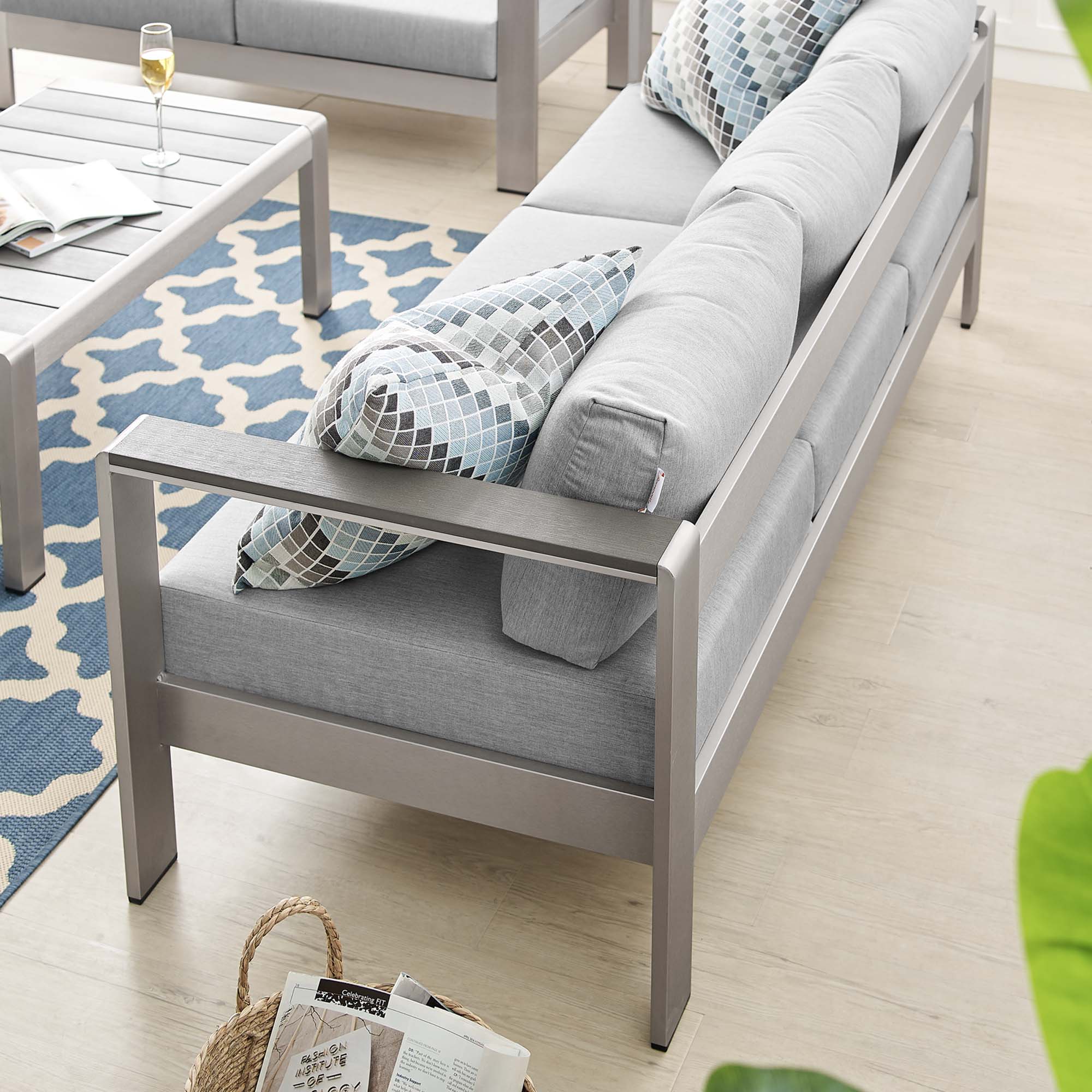 Shore Sunbrella® Fabric Aluminum Outdoor Patio Sofa - Image 3