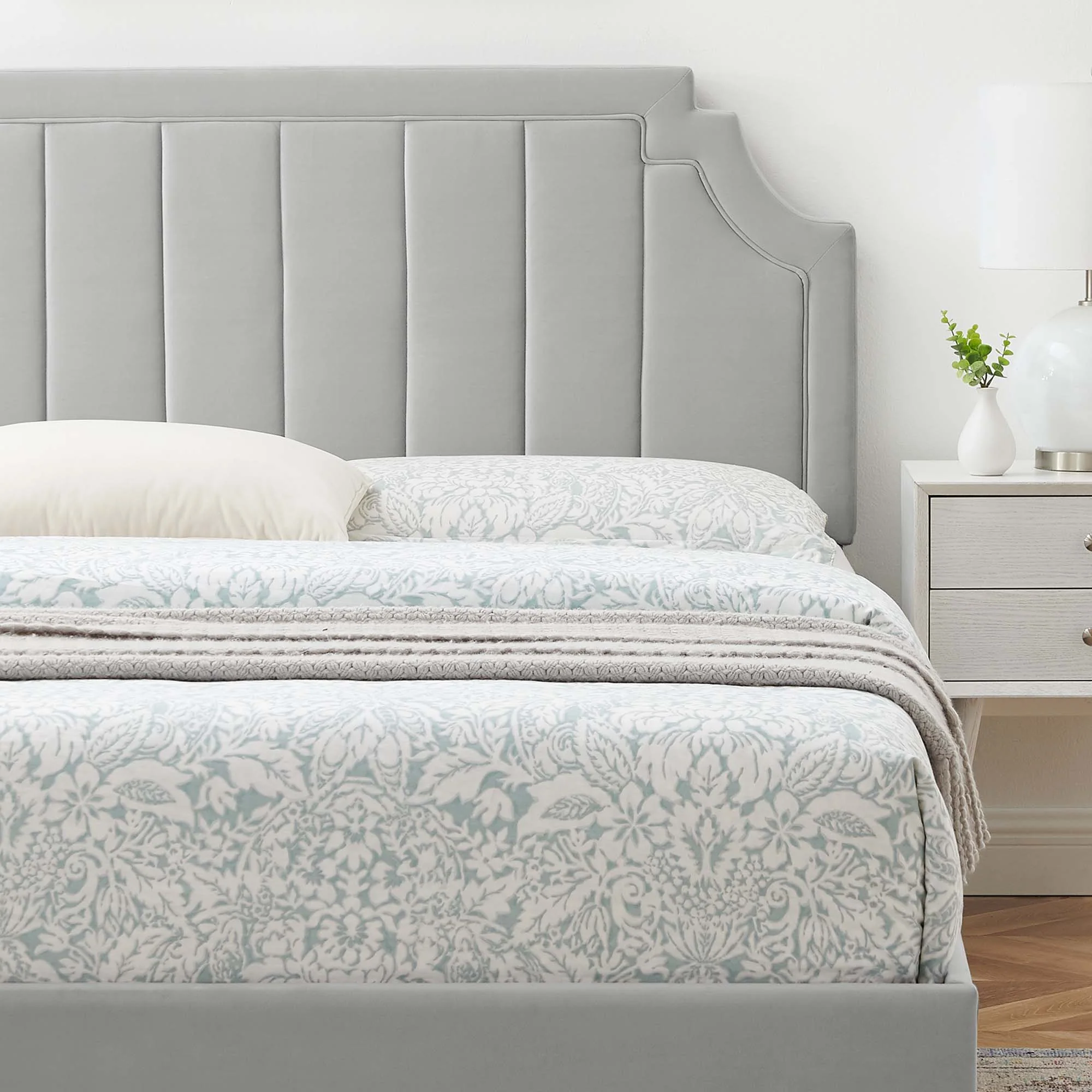 Sienna Performance Velvet Platform Bed With Black Wood Legs - Image 10