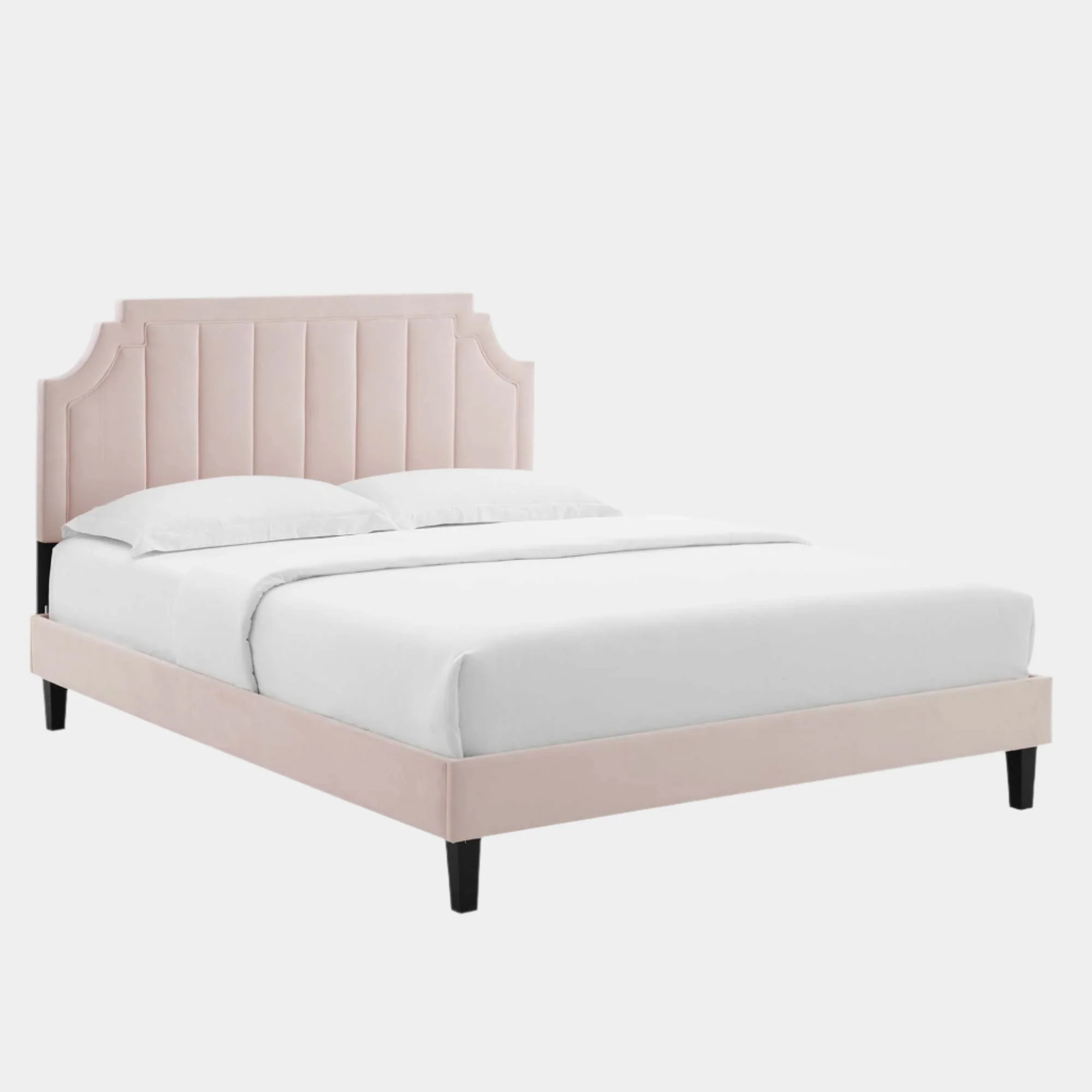 Sienna Performance Velvet Platform Bed With Black Wood Legs - Image 12
