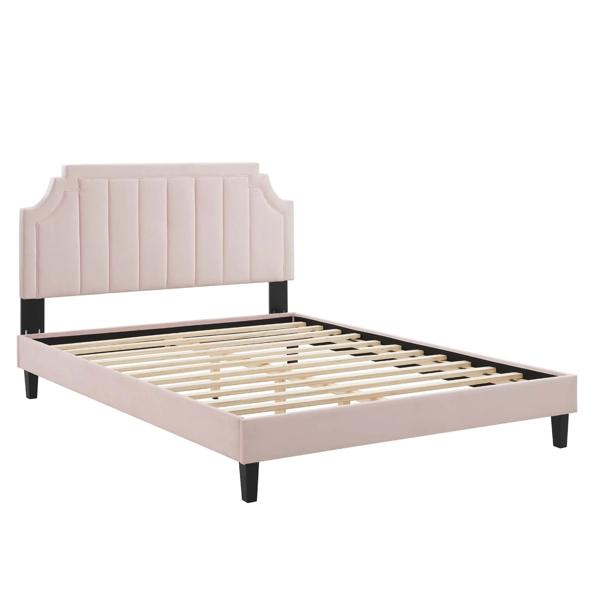 Sienna Performance Velvet Platform Bed With Black Wood Legs - Image 13