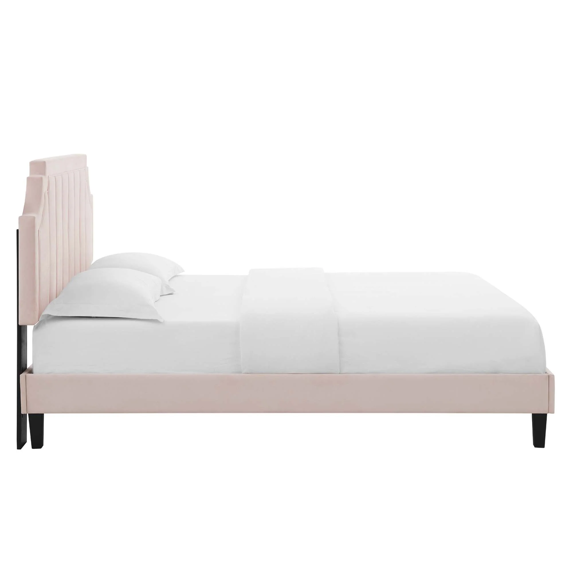Sienna Performance Velvet Platform Bed With Black Wood Legs - Image 15