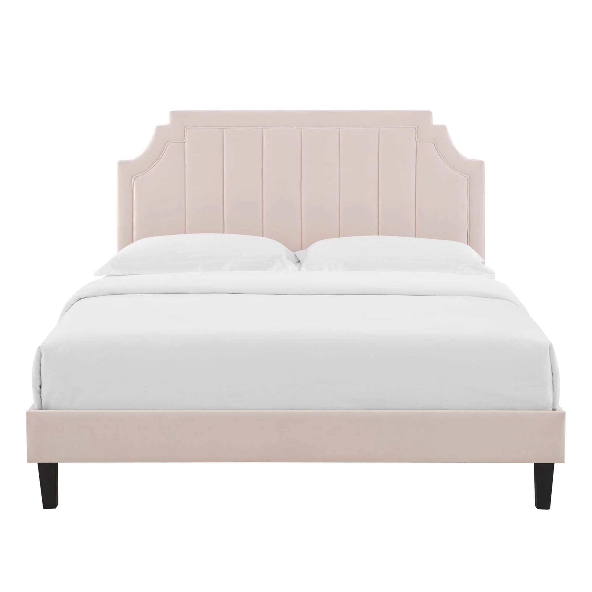 Sienna Performance Velvet Platform Bed With Black Wood Legs - Image 16