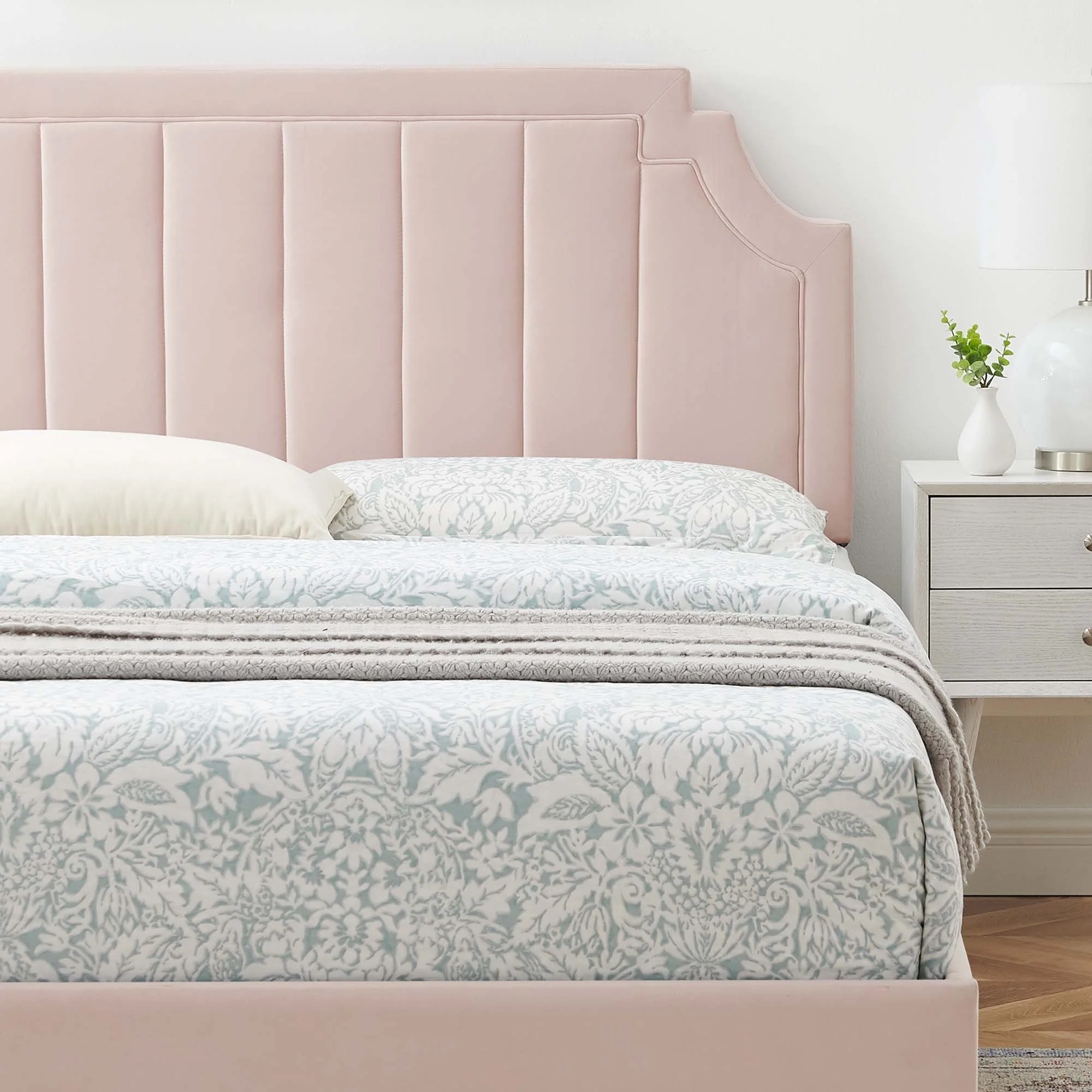 Sienna Performance Velvet Platform Bed With Black Wood Legs - Image 21