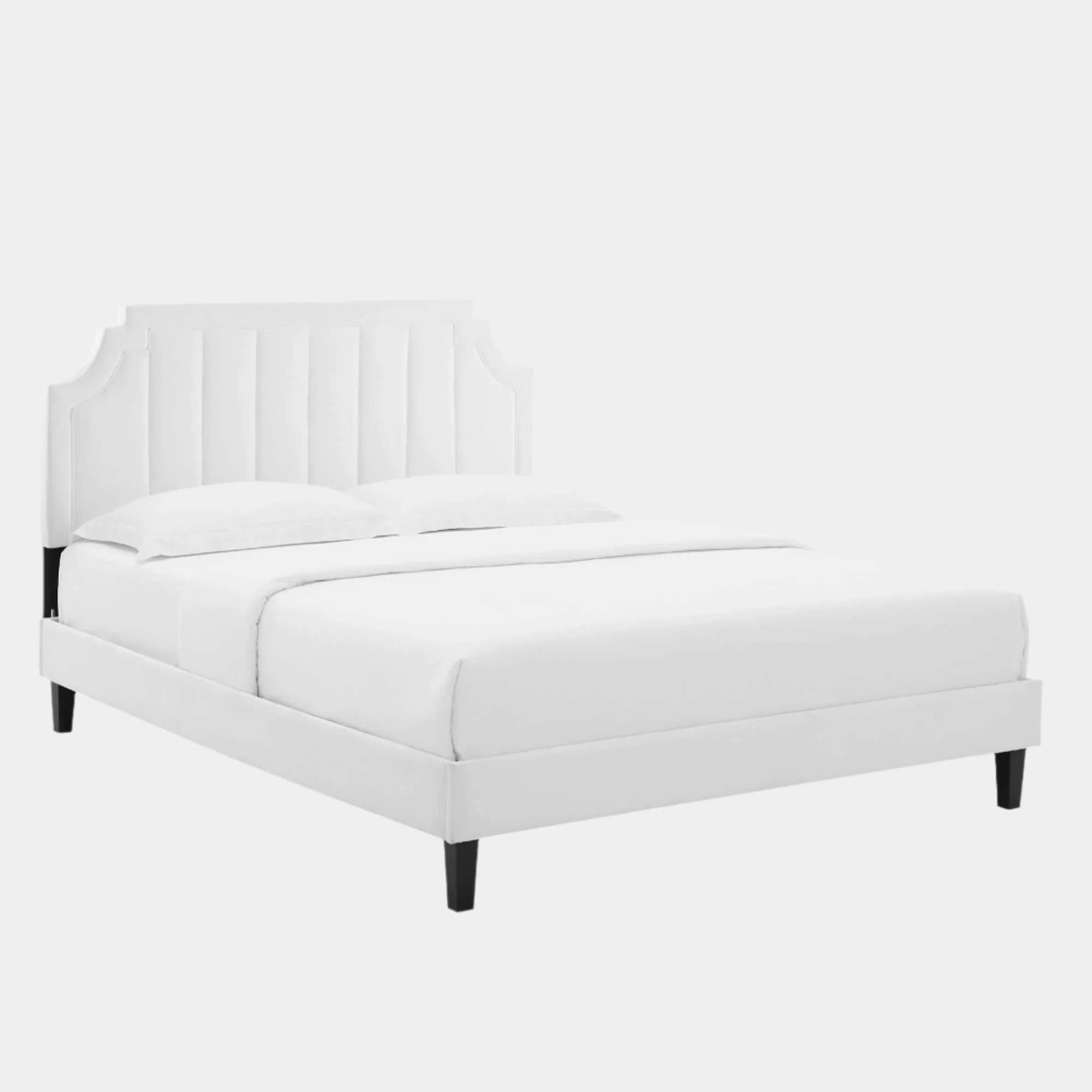 Sienna Performance Velvet Platform Bed With Black Wood Legs - Image 23