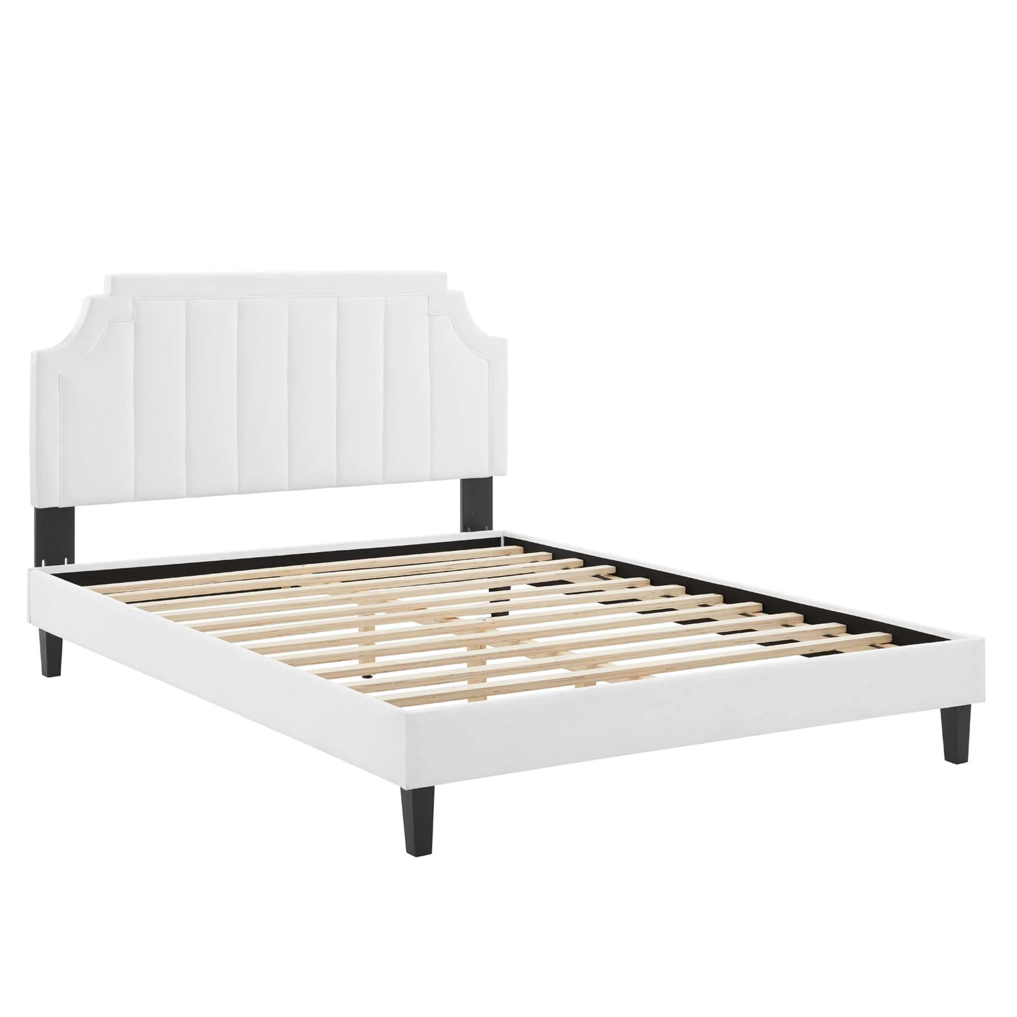 Sienna Performance Velvet Platform Bed With Black Wood Legs - Image 24