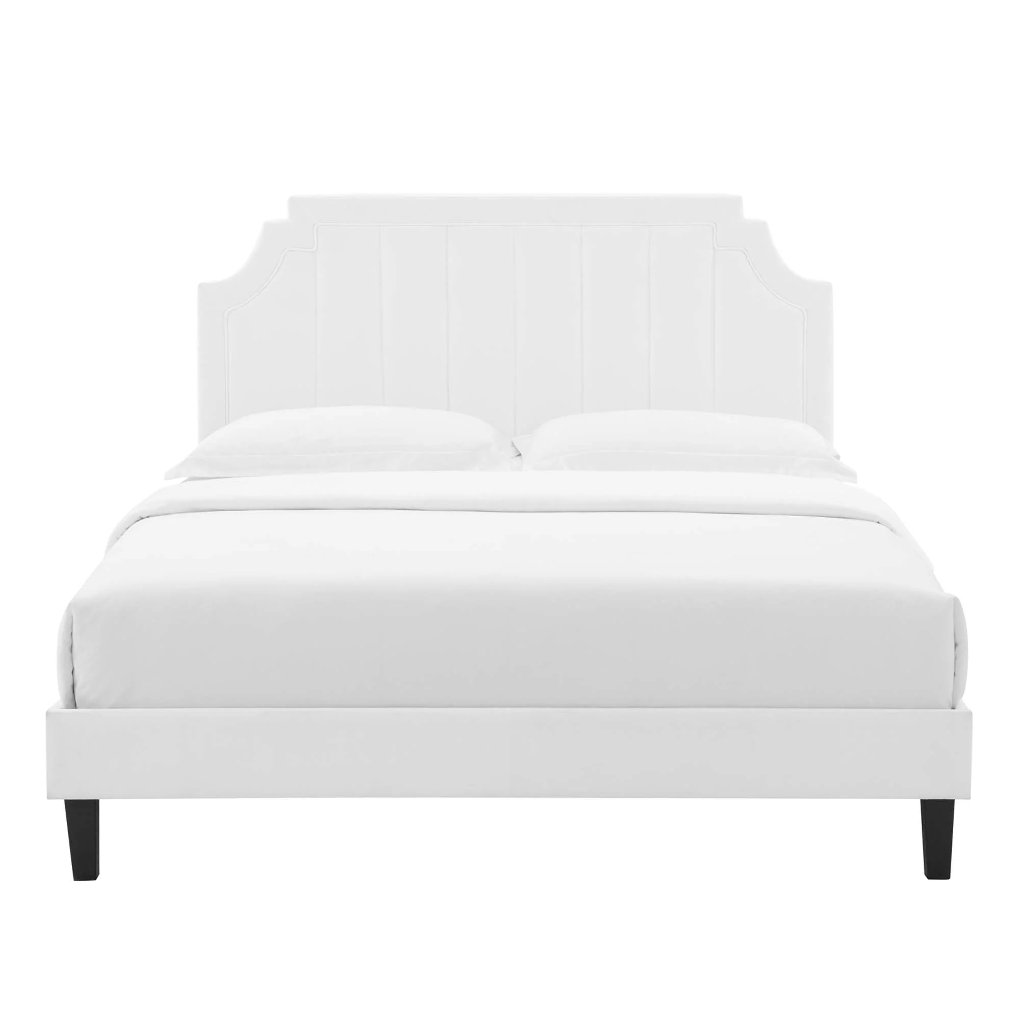 Sienna Performance Velvet Platform Bed With Black Wood Legs - Image 27