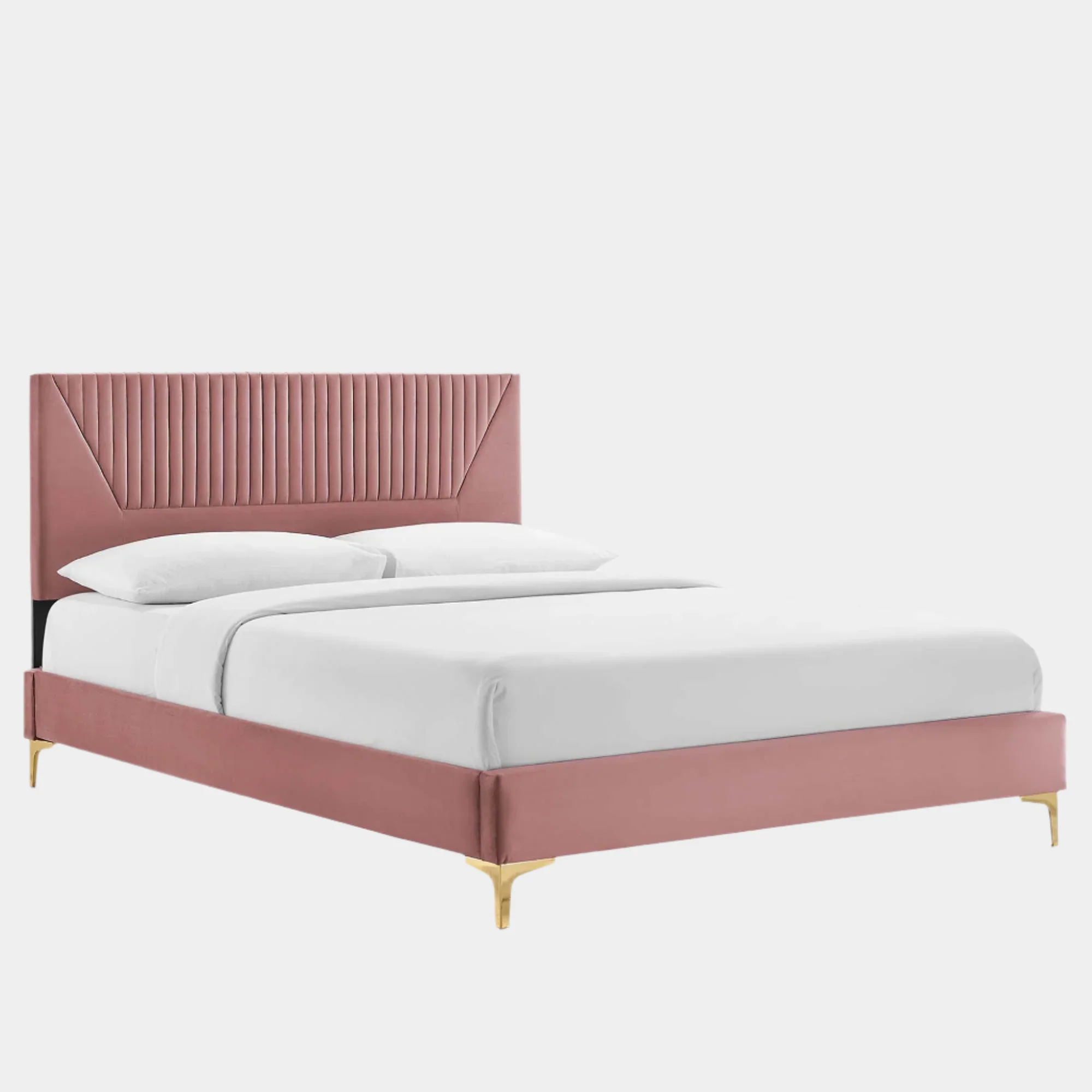Sienna Performance Velvet Platform Bed With Black Wood Legs - Image 34