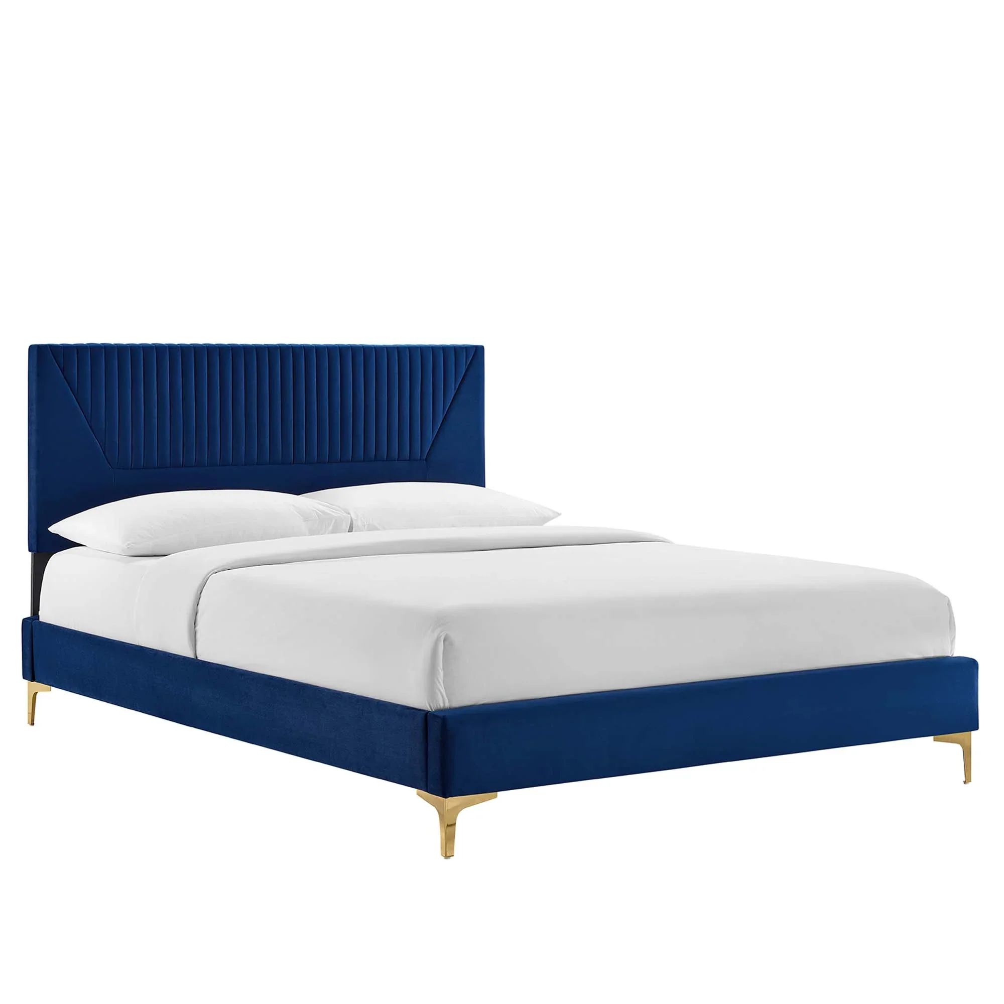 Sienna Performance Velvet Platform Bed With Black Wood Legs - Image 41