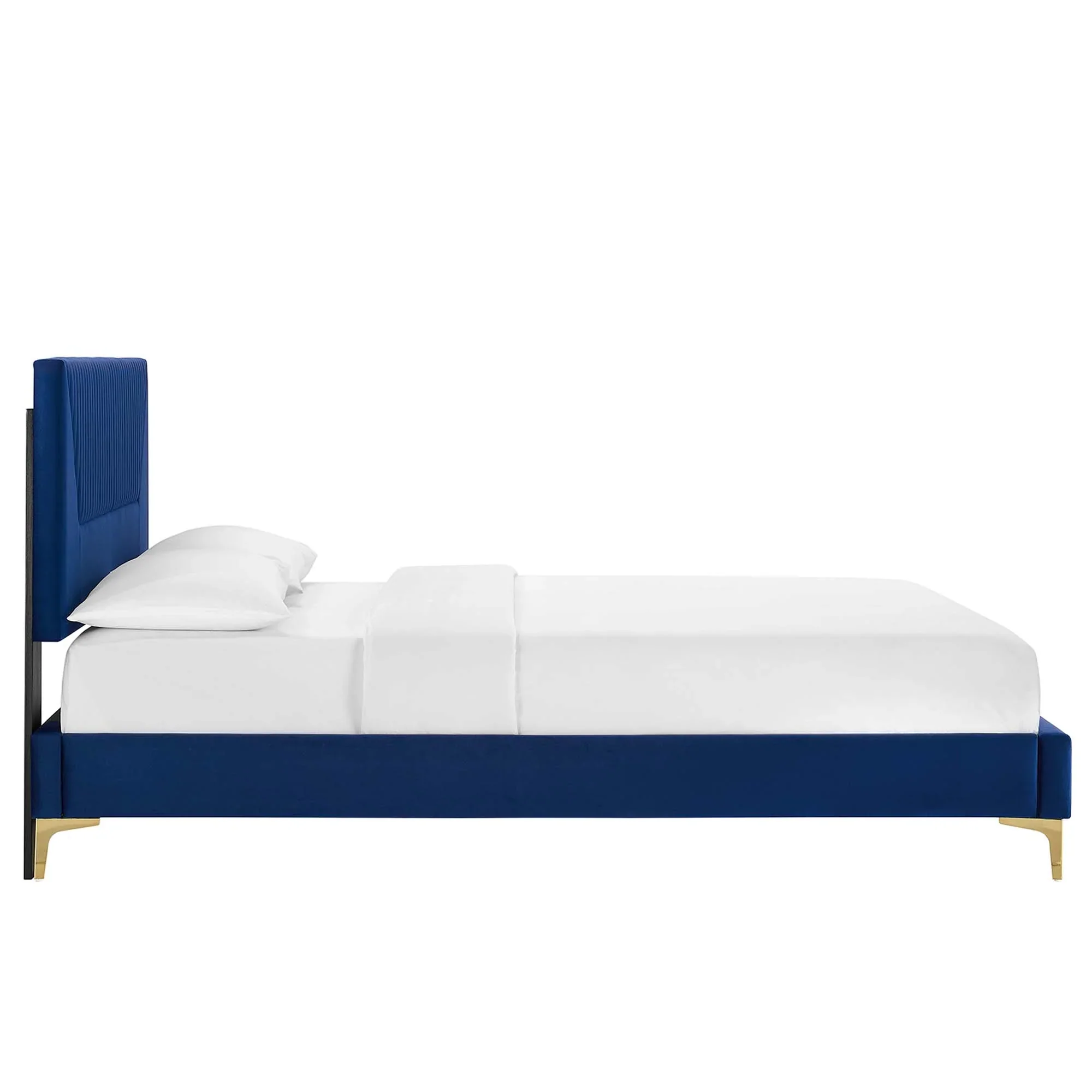Sienna Performance Velvet Platform Bed With Black Wood Legs - Image 44