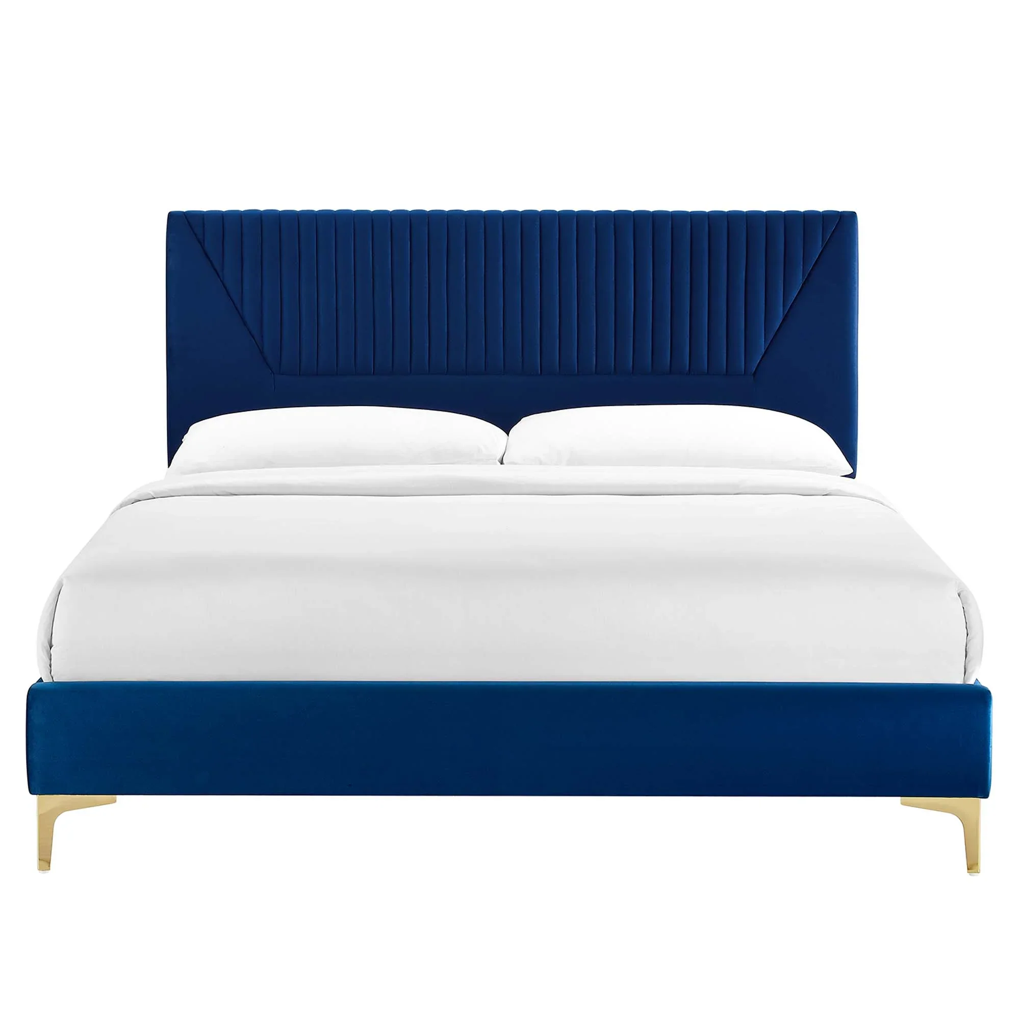 Sienna Performance Velvet Platform Bed With Black Wood Legs - Image 45