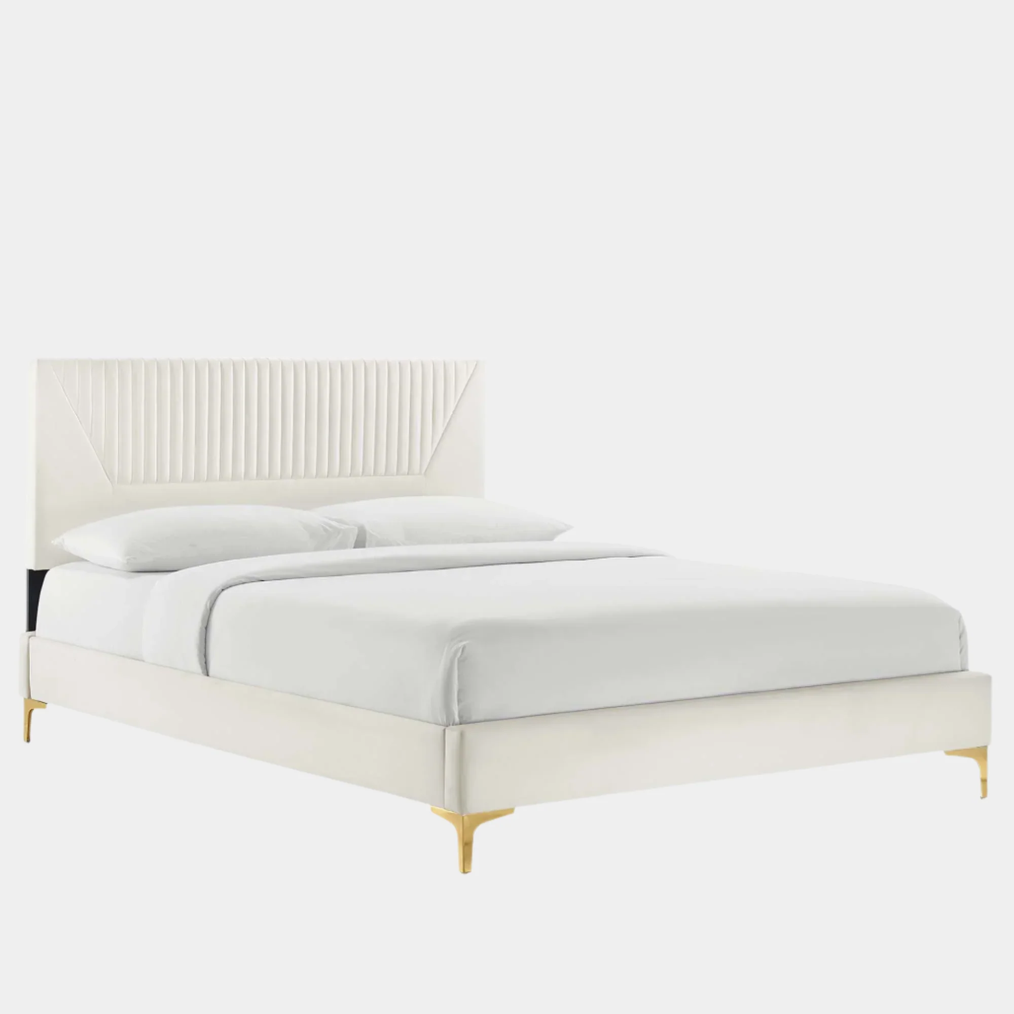 Sienna Performance Velvet Platform Bed With Black Wood Legs - Image 48