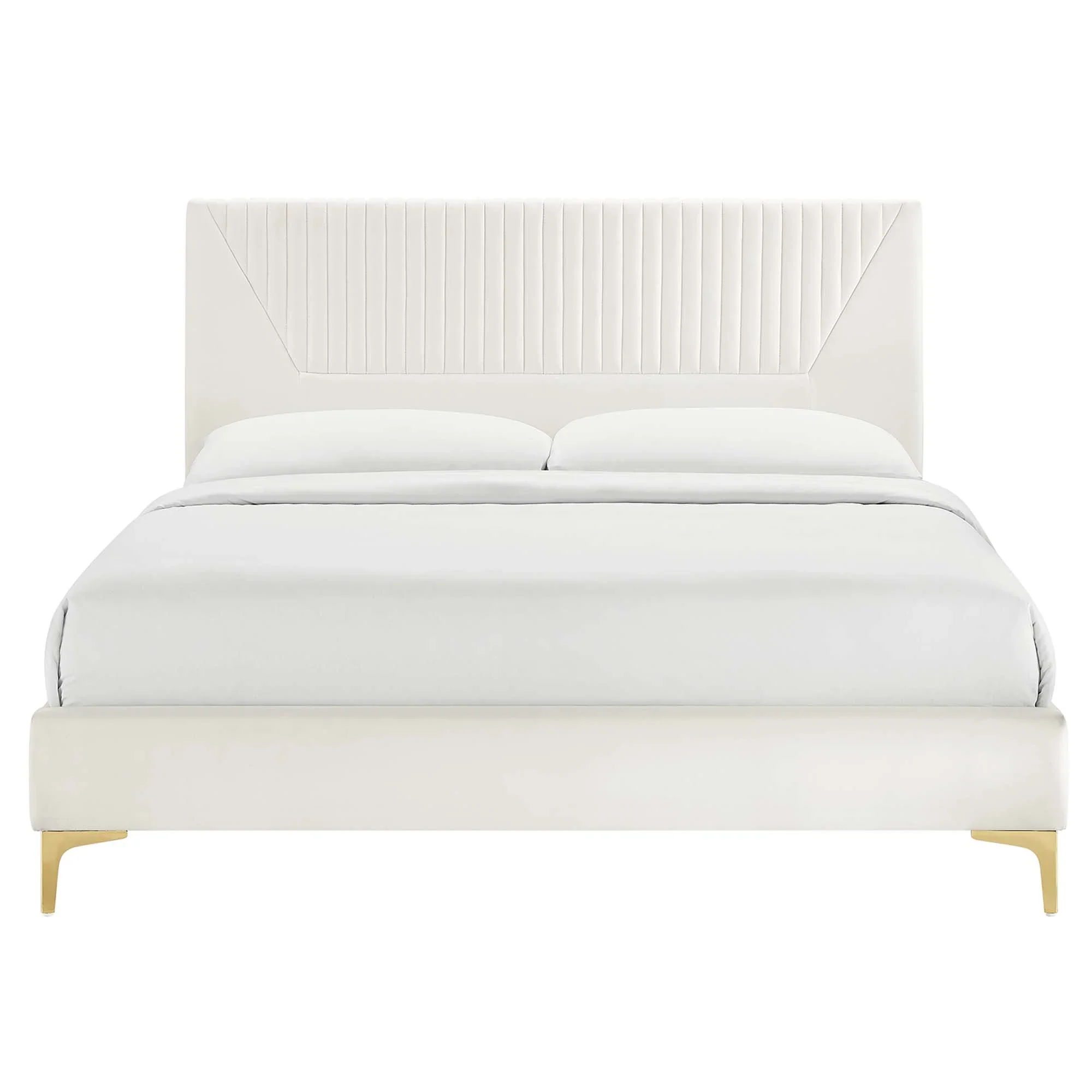Sienna Performance Velvet Platform Bed With Black Wood Legs - Image 52