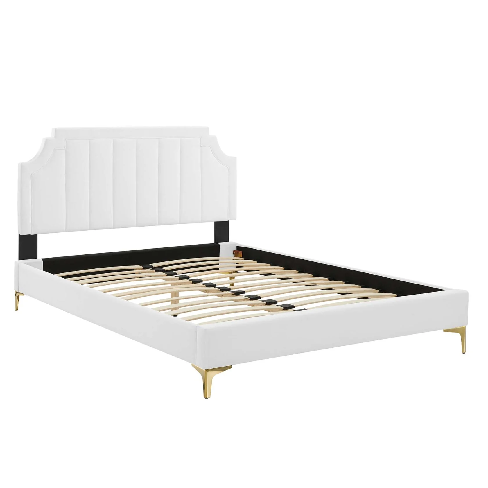Sienna Performance Velvet Platform Bed With Gold Metal Legs - Image 14