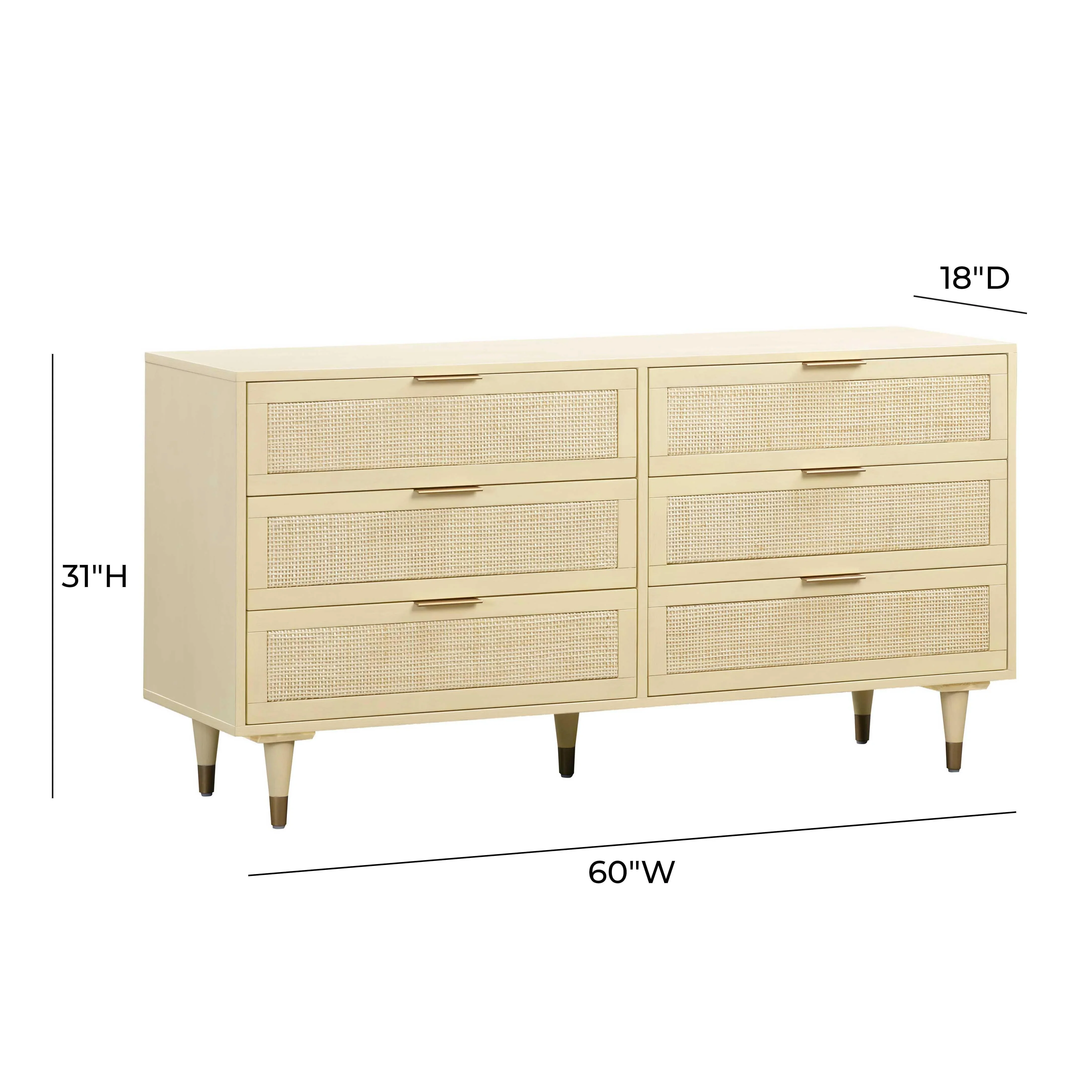 Sierra 60" Cane 6-Drawer Dresser - Image 13