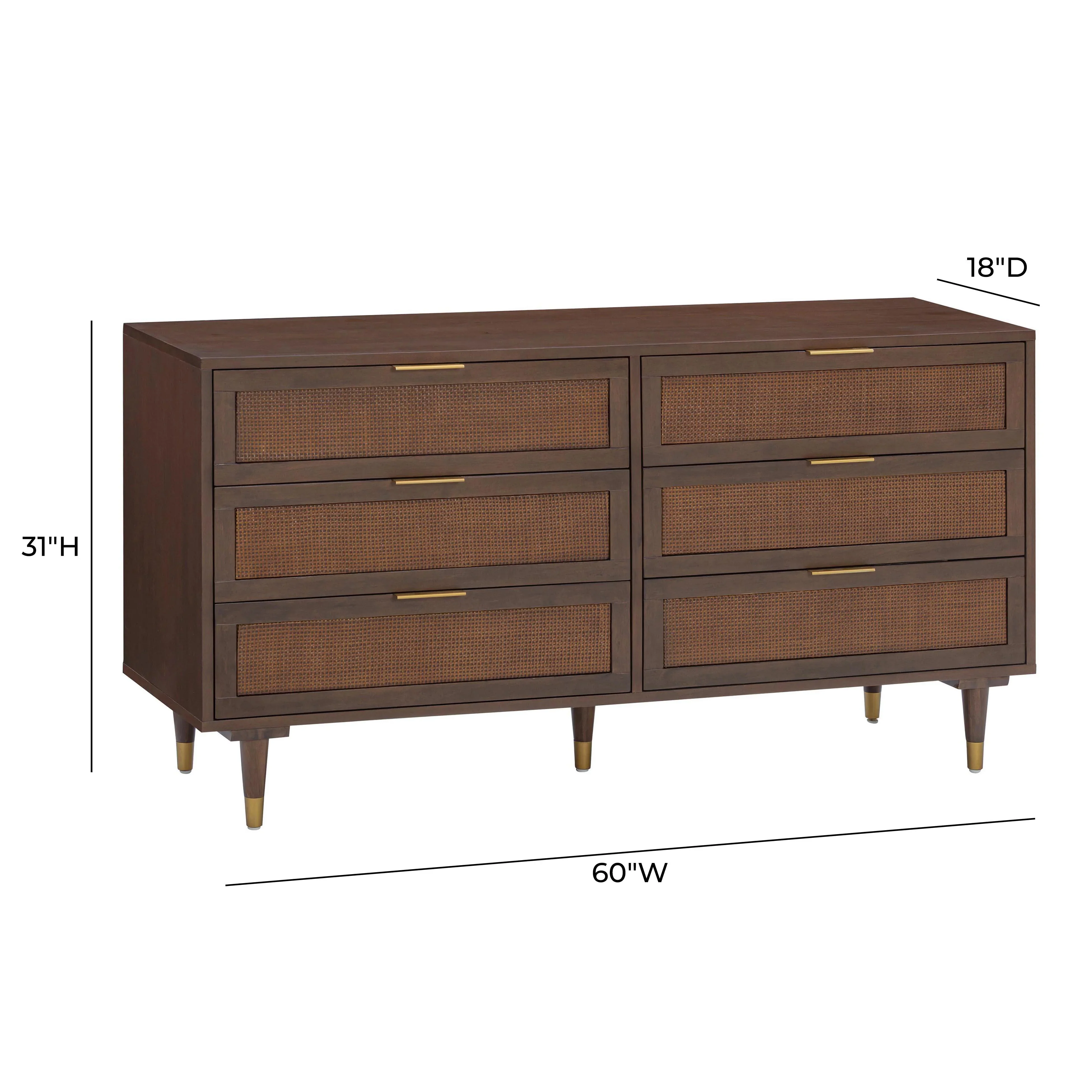 Sierra 60" Cane 6-Drawer Dresser - Image 22