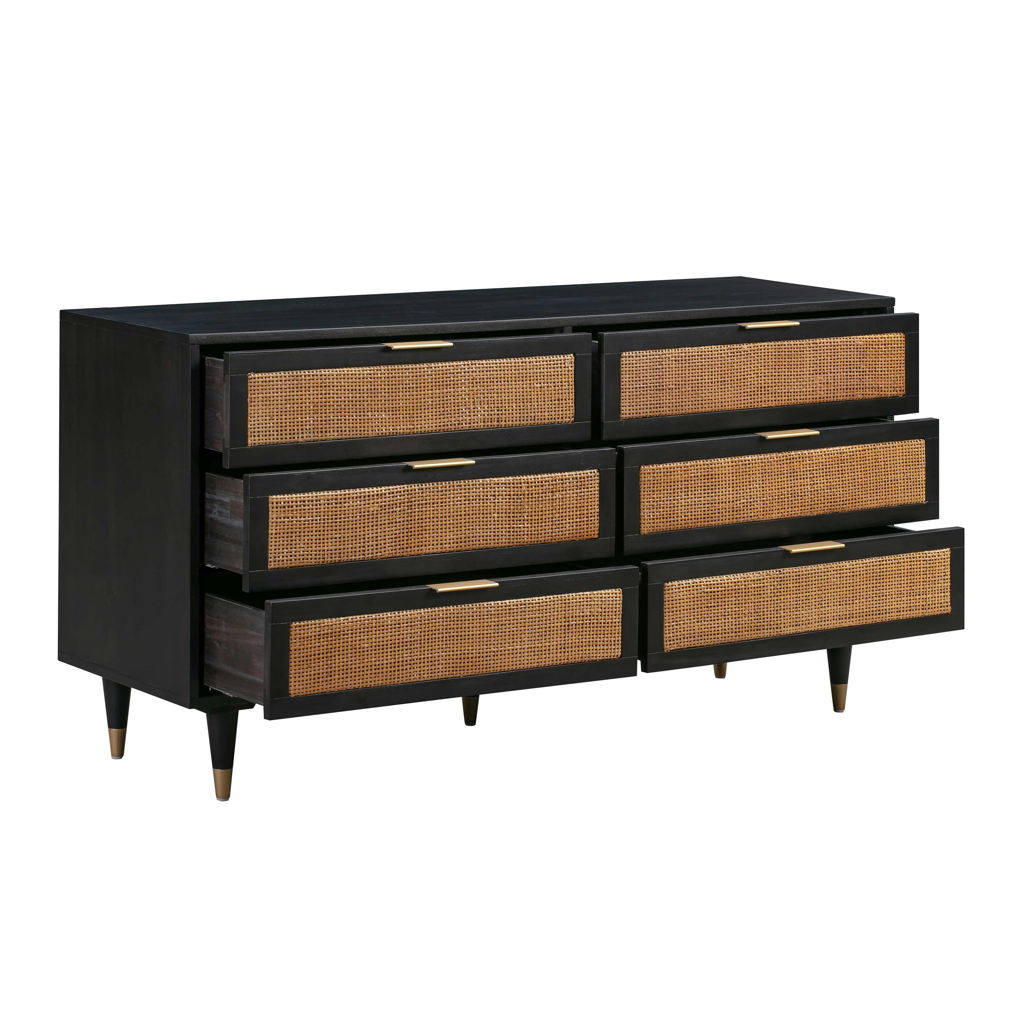 Sierra 60" Cane 6-Drawer Dresser - Image 4