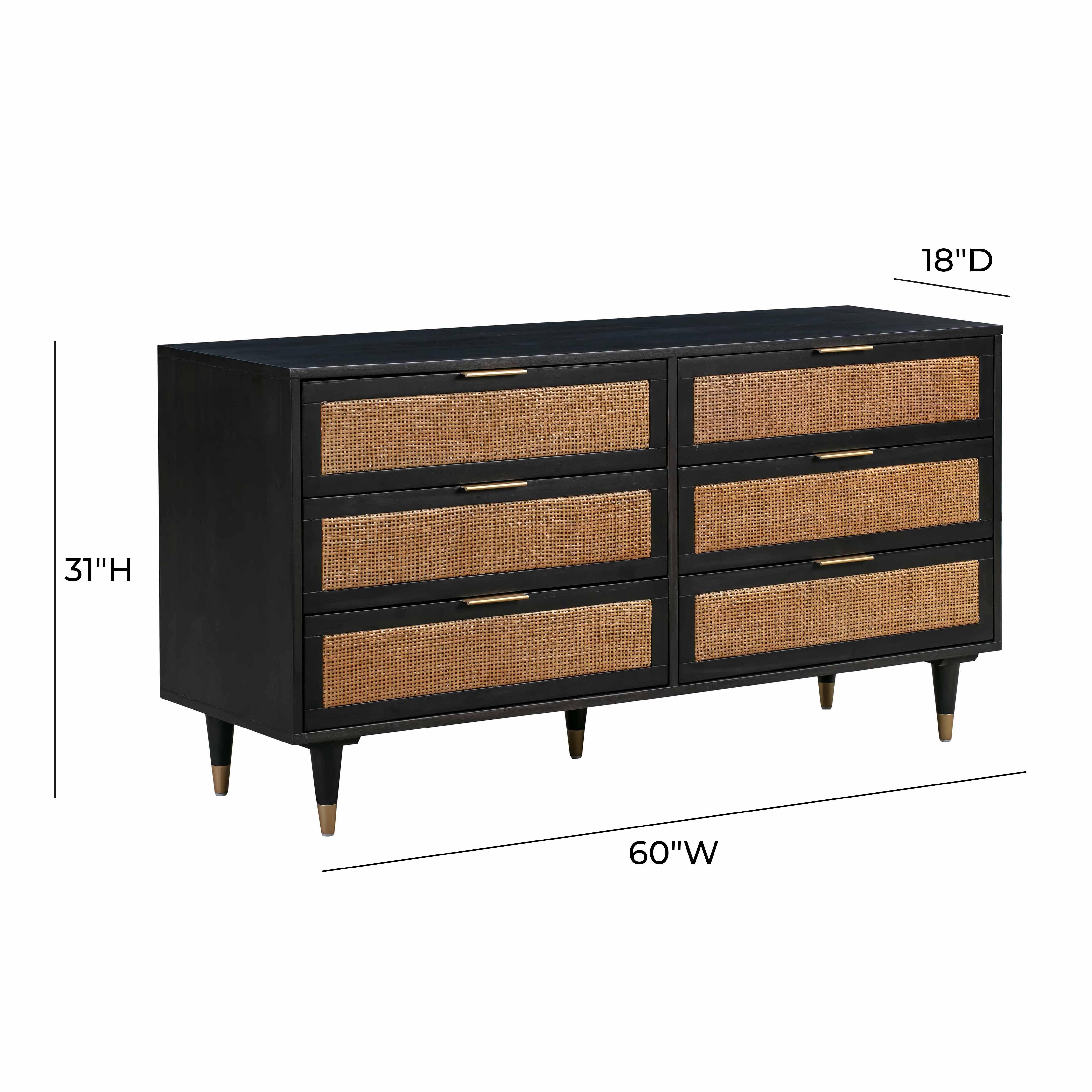 Sierra 60" Cane 6-Drawer Dresser - Image 5