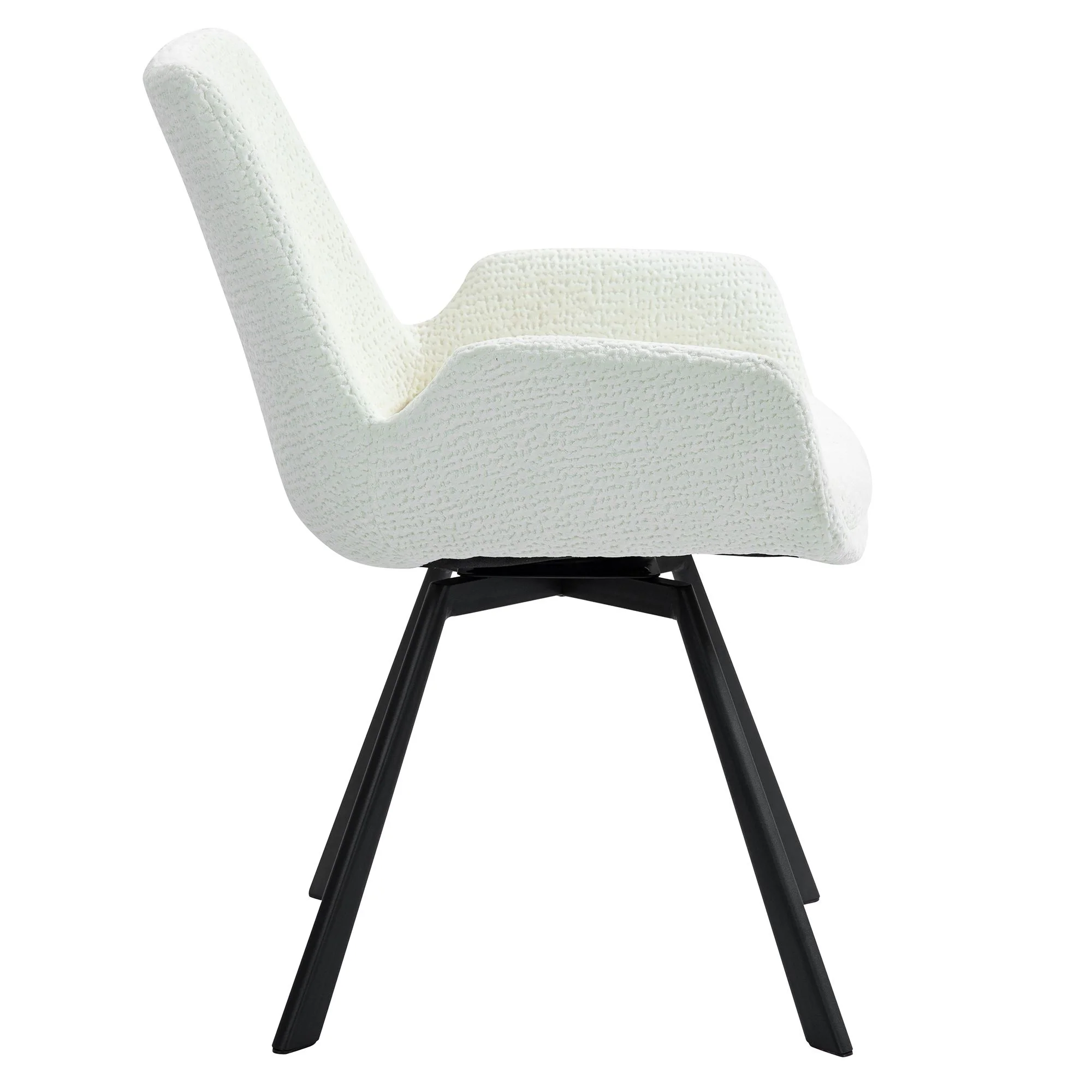 Signy Swivel Dining Chair, set of 2, in Ivory and Black - Image 4
