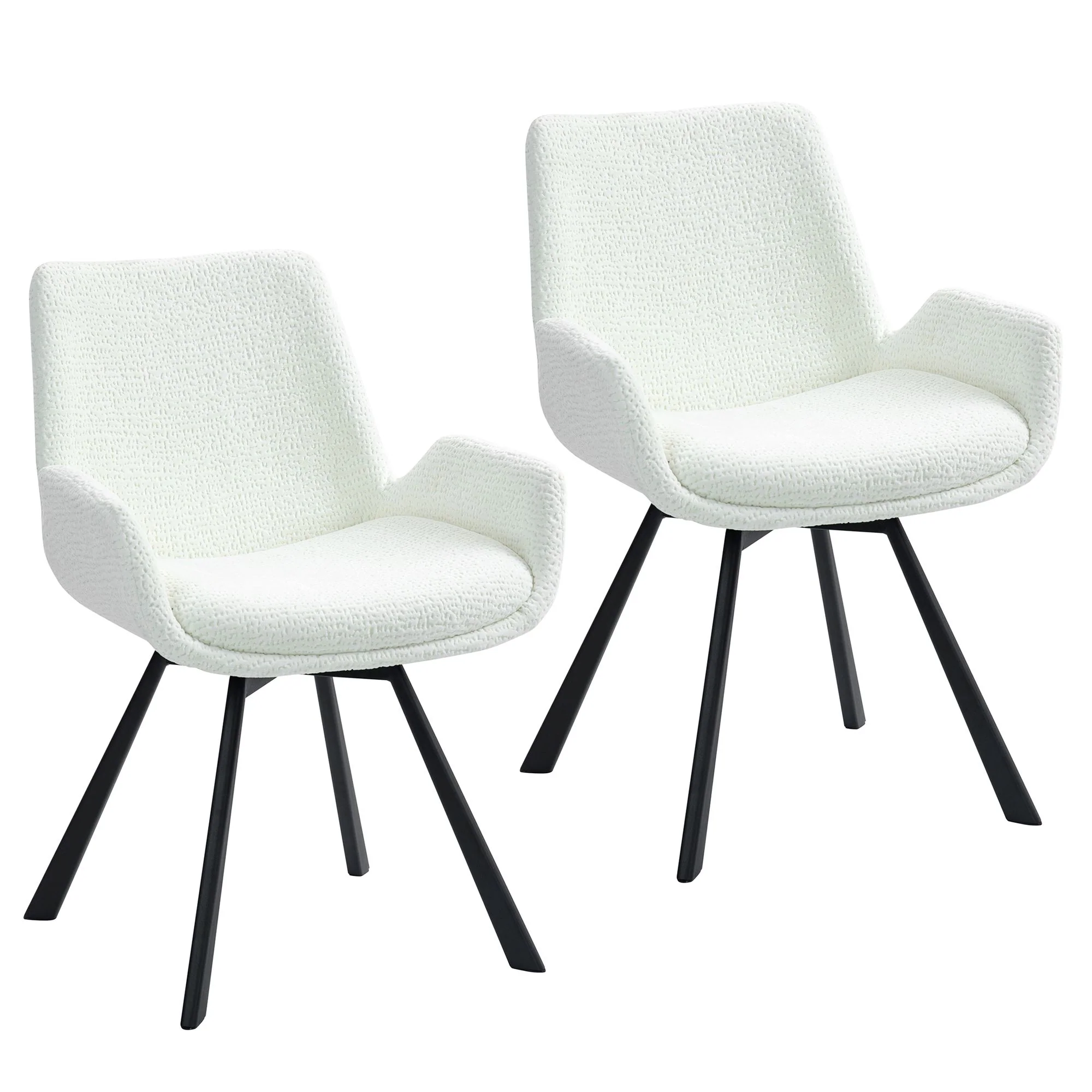 Signy Swivel Dining Chair, set of 2, in Ivory and Black - Image 7