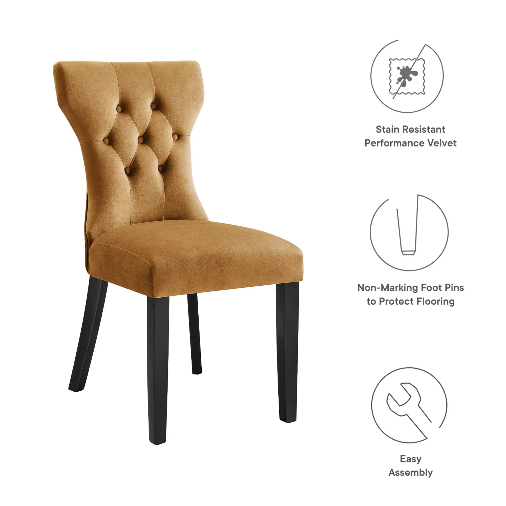 Silhouette Performance Velvet Dining Chairs Set of 2 - Image 9