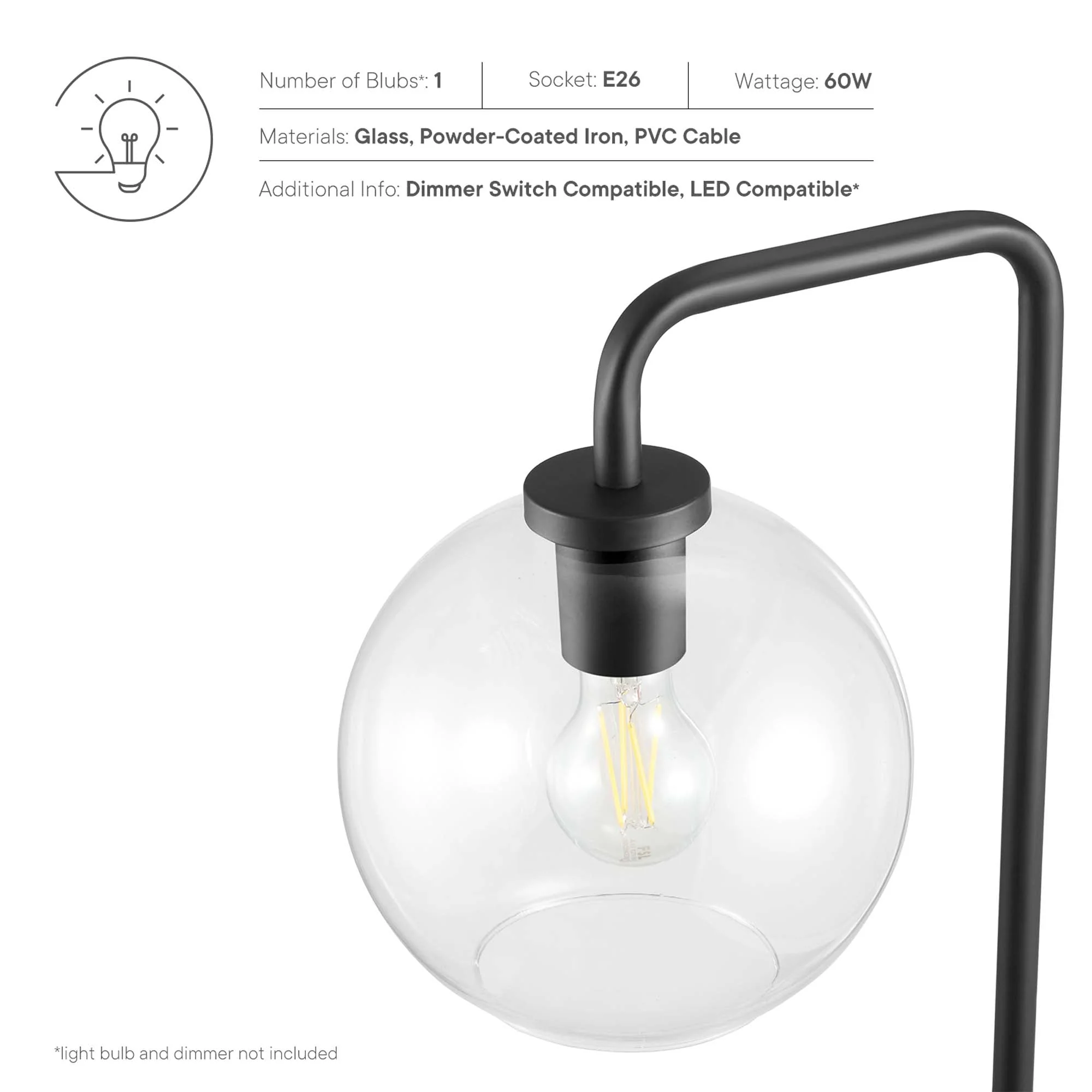 Silo Glass Globe Glass and Metal Floor Lamp - Image 7