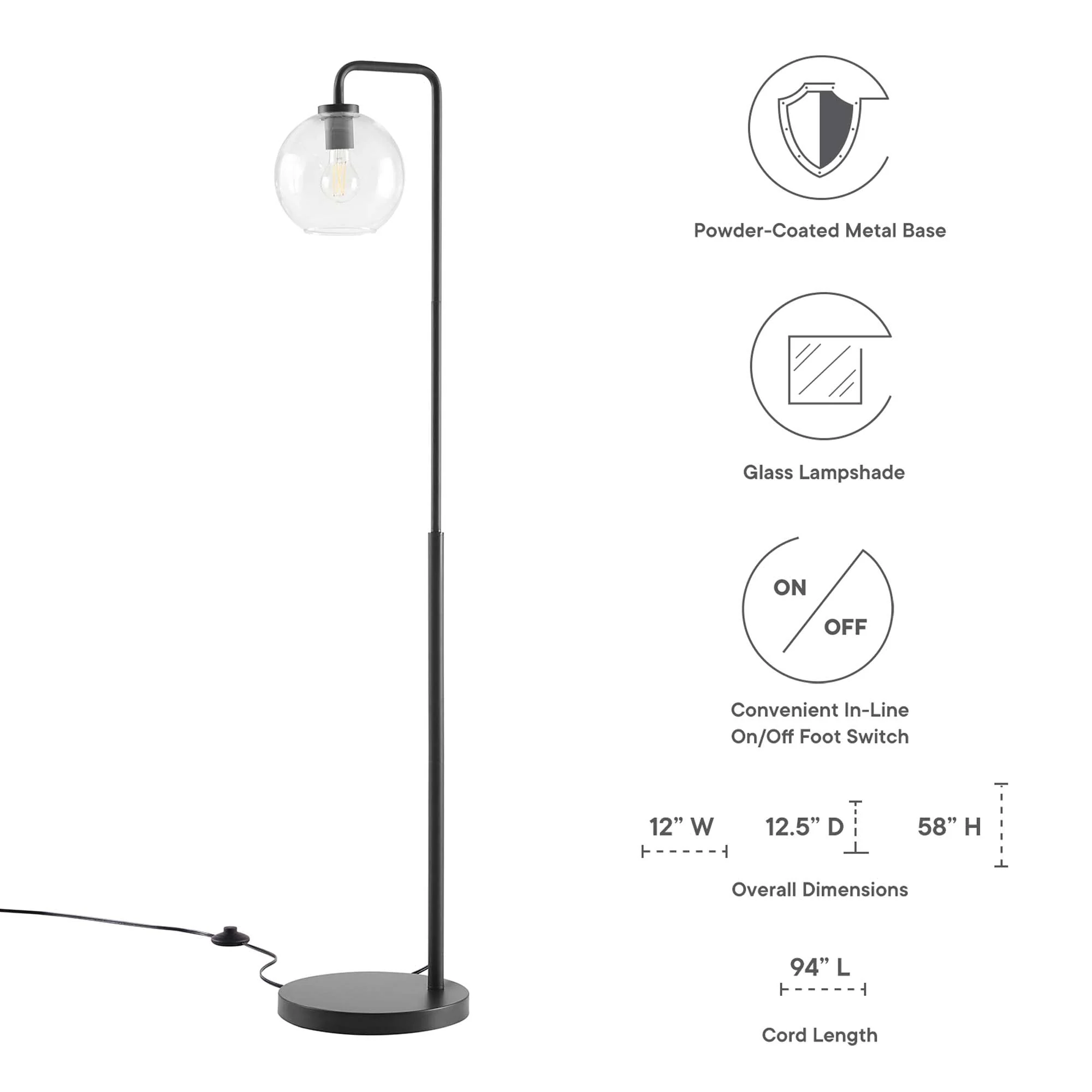 Silo Glass Globe Glass and Metal Floor Lamp - Image 8