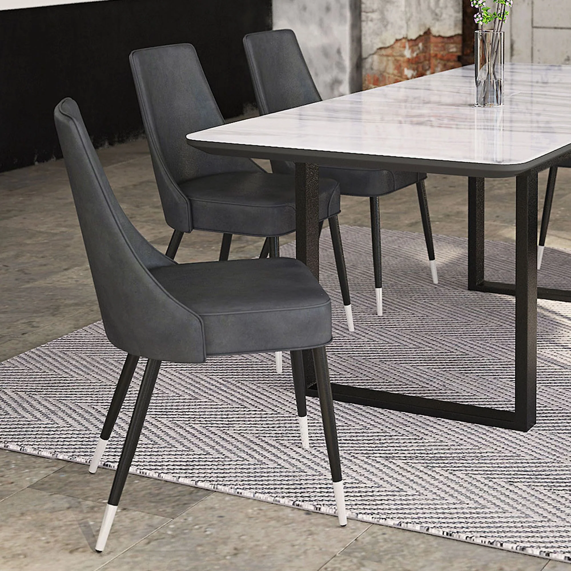 Silvano Dining Chair, set of 2, in Vintage Grey and Black - Image 2