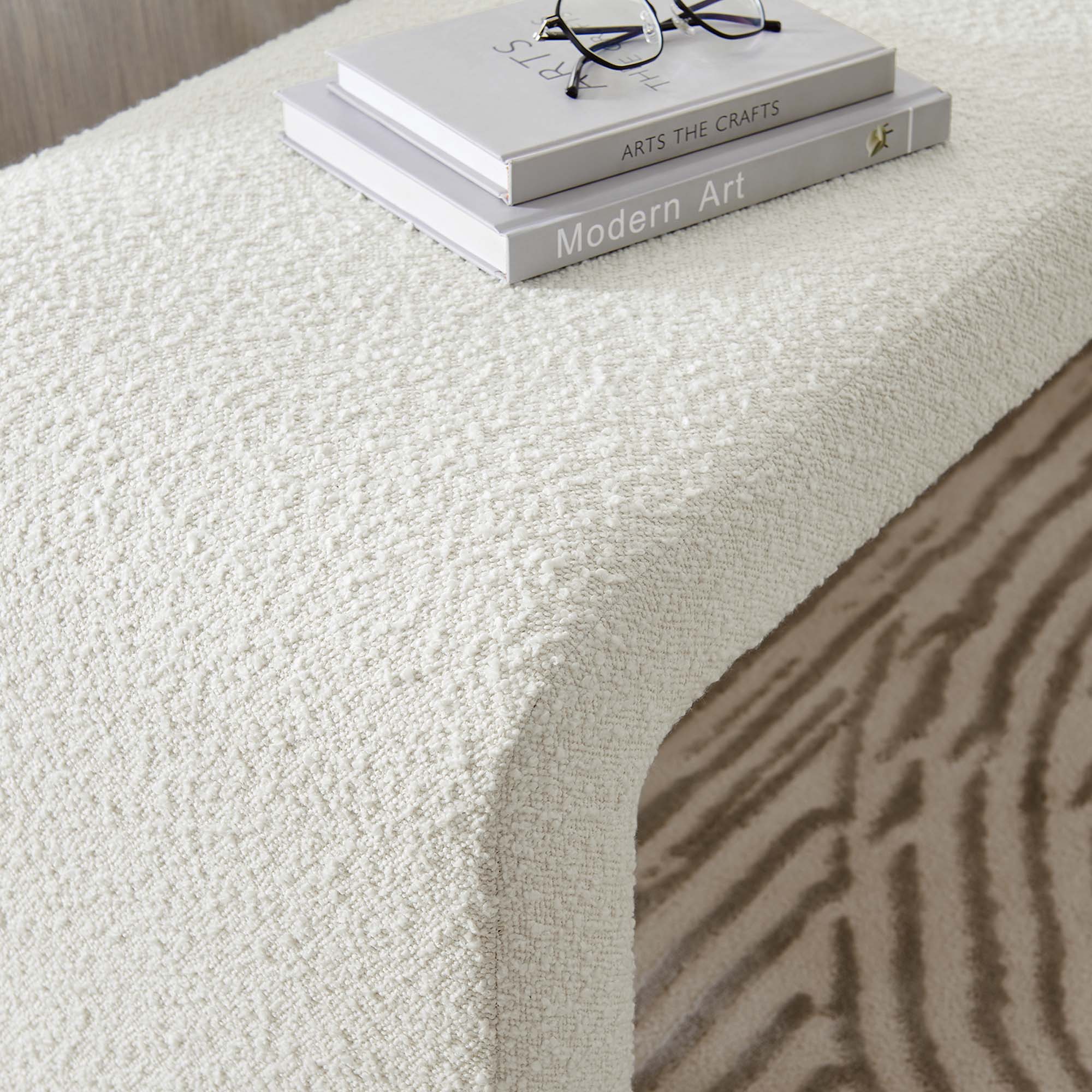 Simba Boucle Fabric Waterfall Long Bench - Image 3