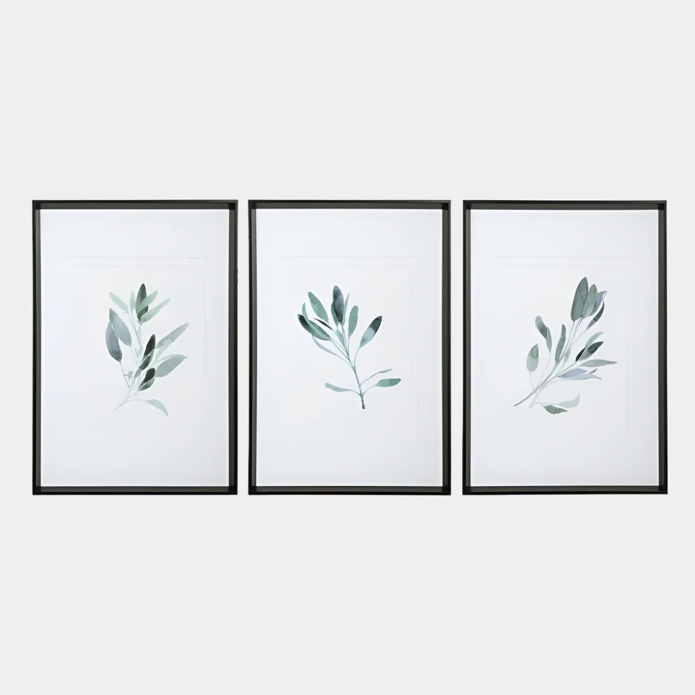 Simple Sage Framed Prints, S/3