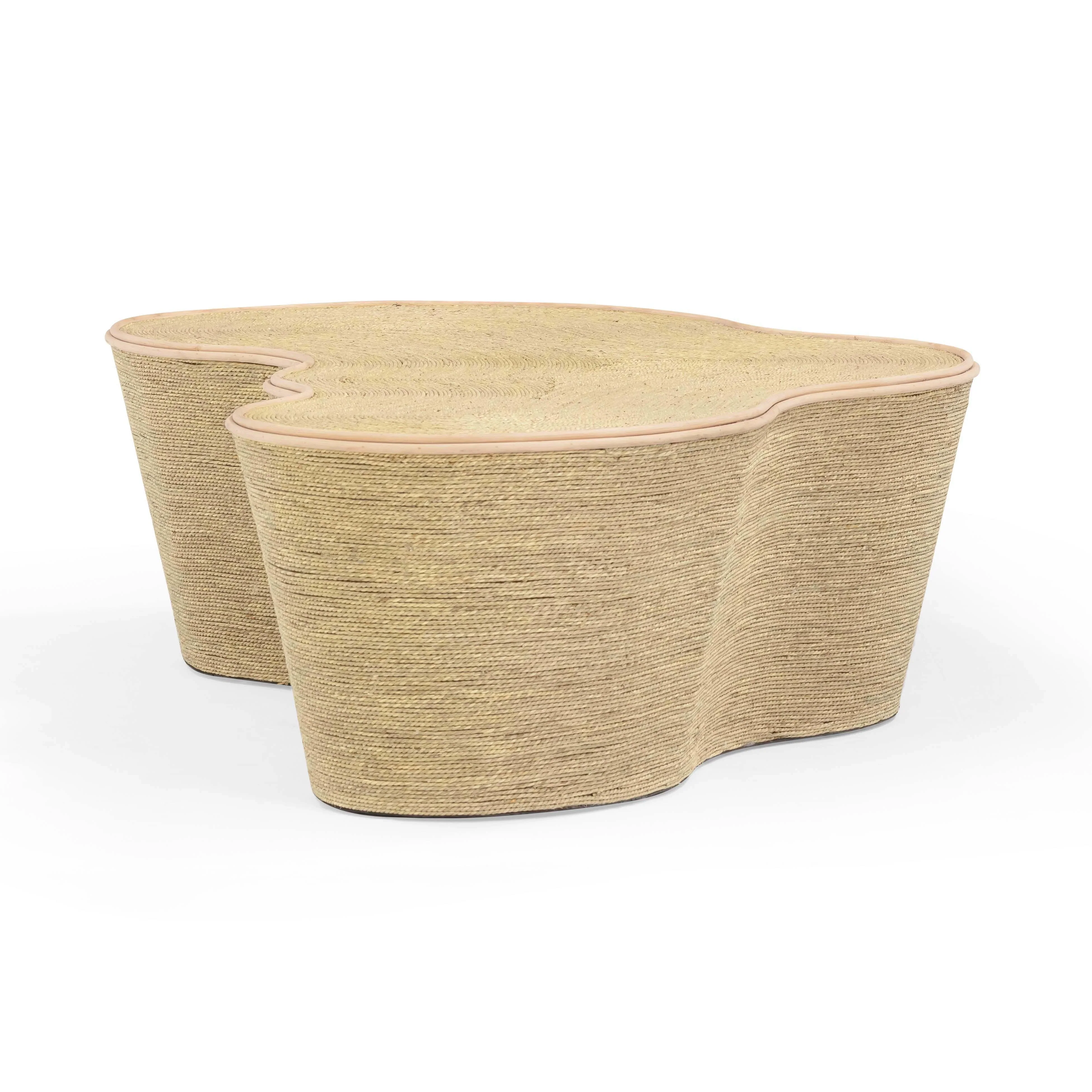Slab 60" Natural Seagrass Coffee Table - Image 5