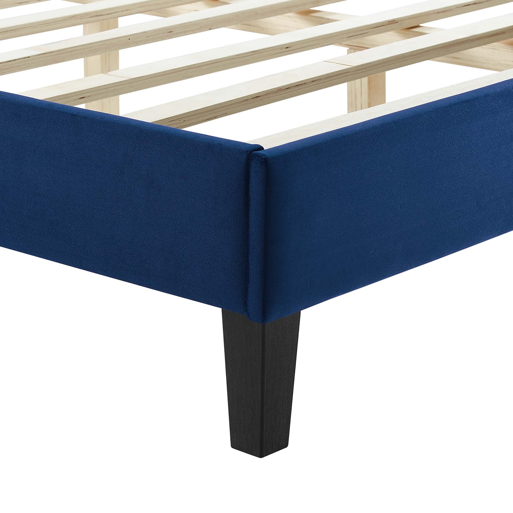 Sofia Channel Tufted Performance Velvet Platform Bed With Black Wood Legs - Image 13
