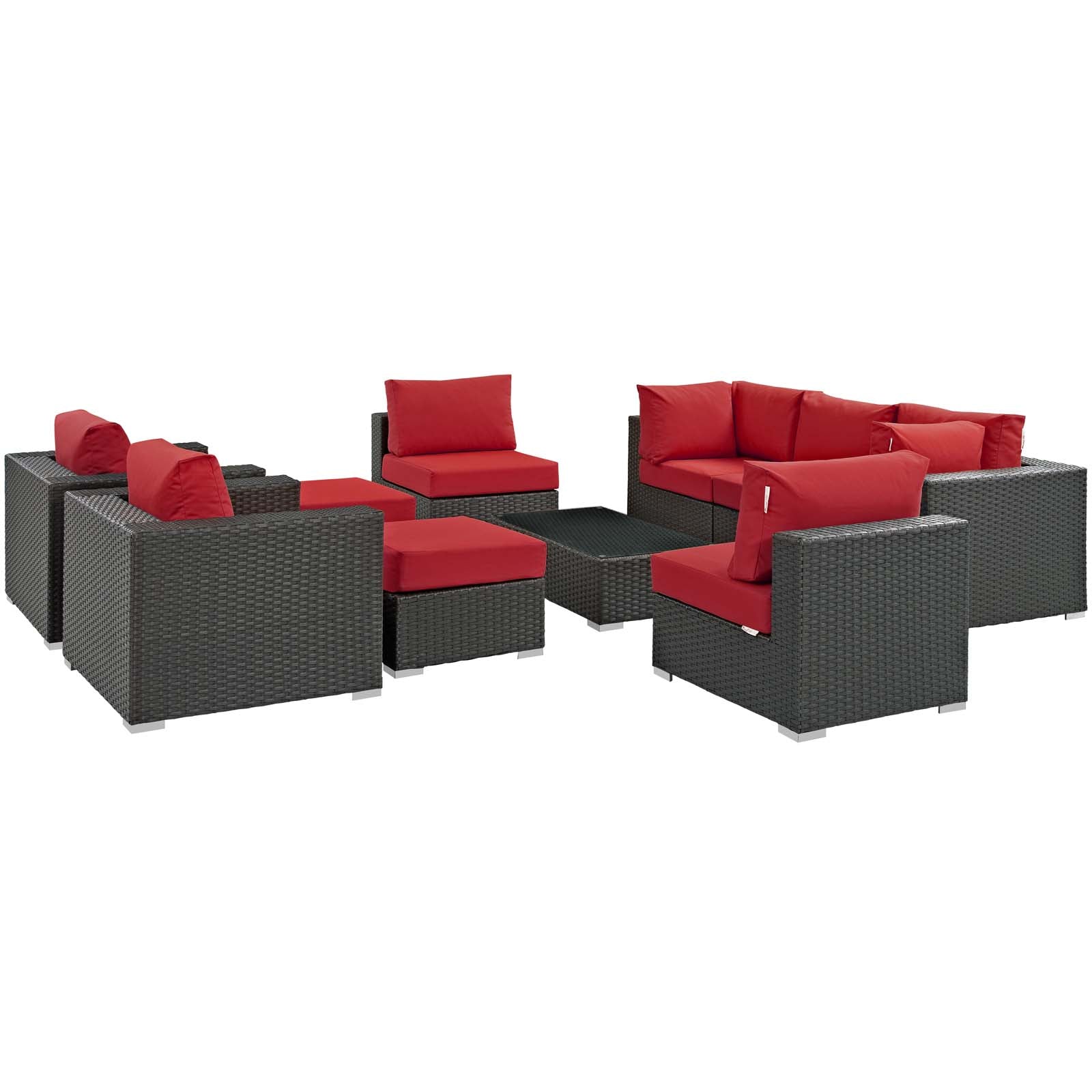 Sojourn 10 Piece Outdoor Patio Sunbrella® Sectional Set - Image 19