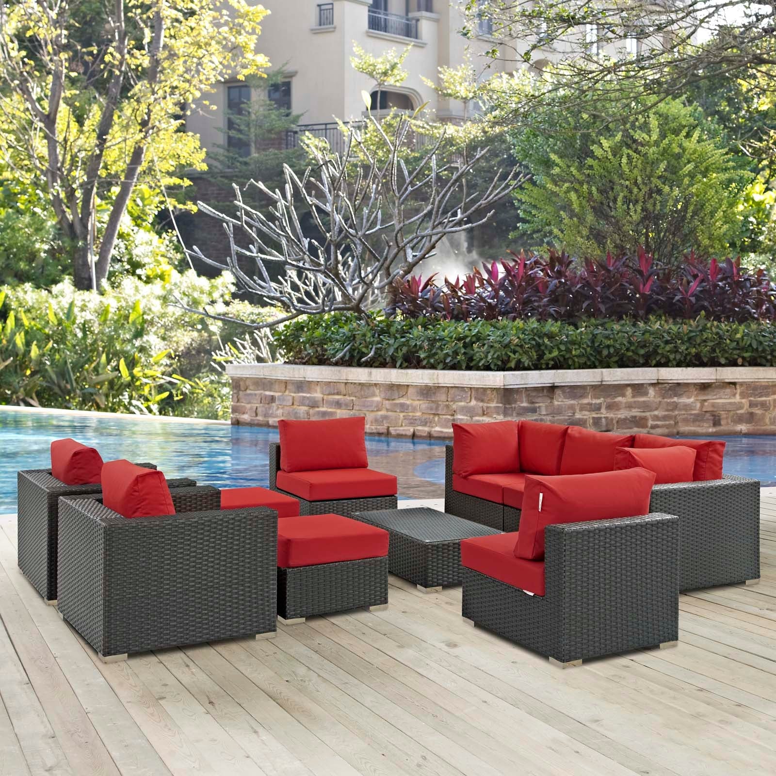 Sojourn 10 Piece Outdoor Patio Sunbrella® Sectional Set - Image 26