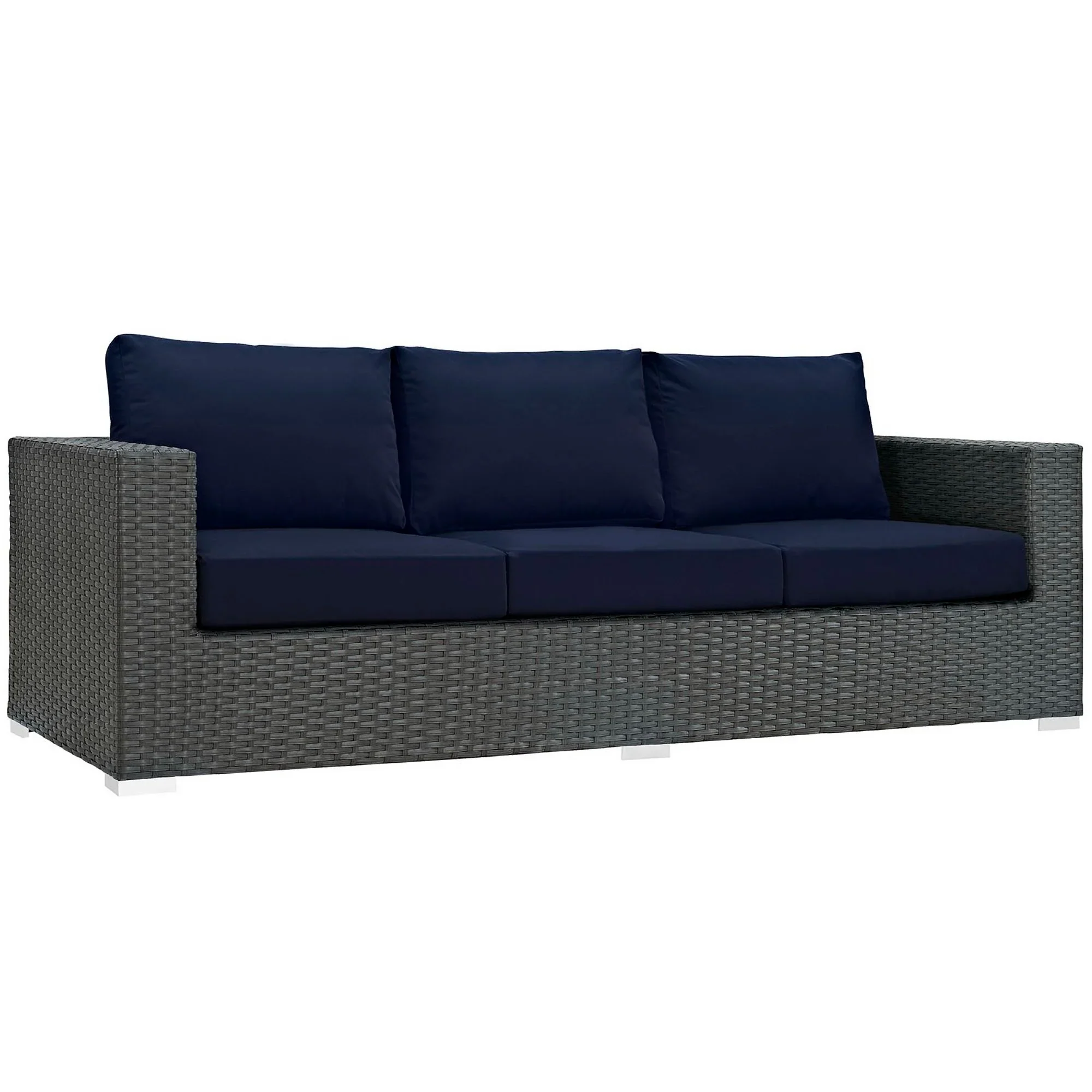 Sojourn 3 Piece Outdoor Patio Sunbrella® Sectional Set in Canvas Navy - Image 4