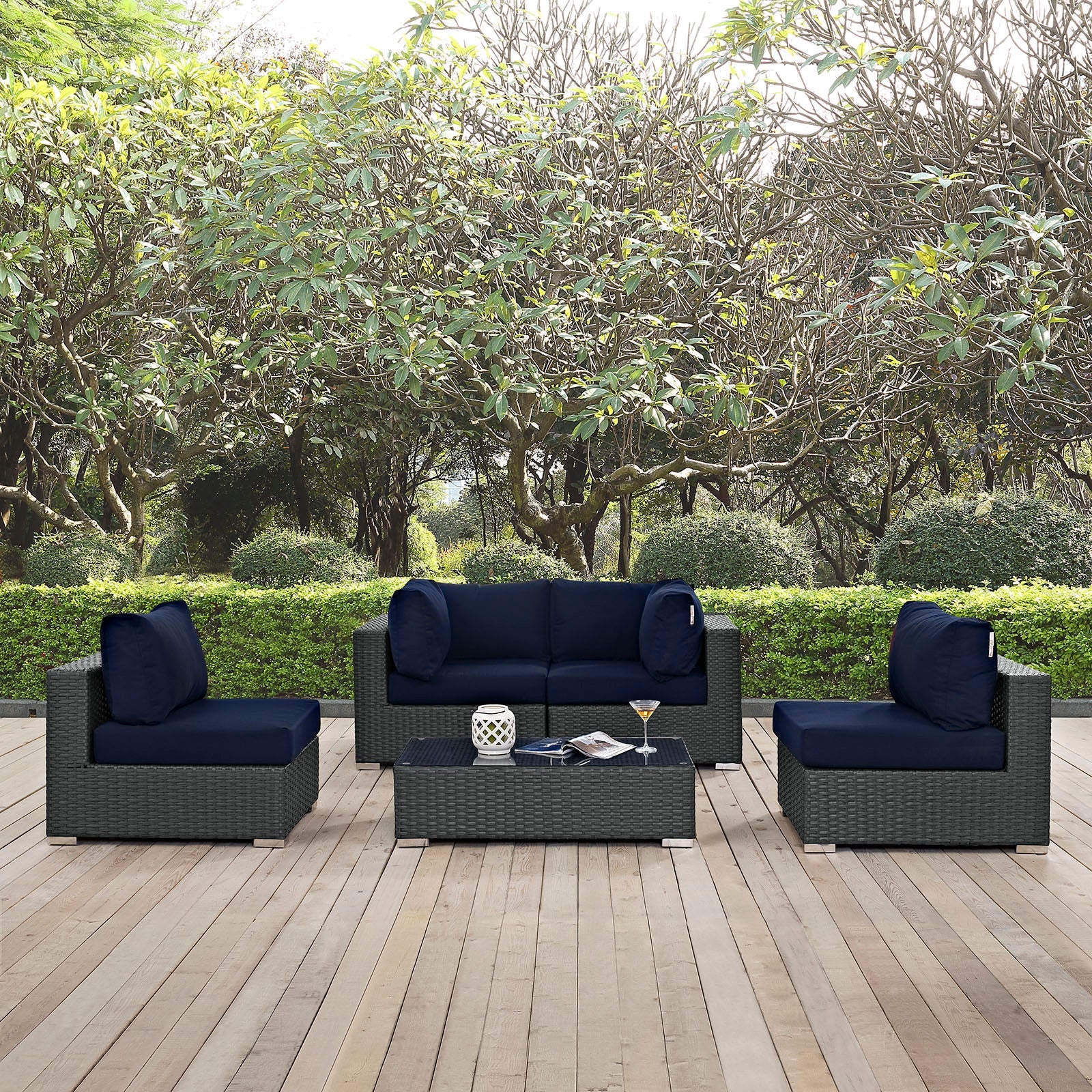 Sojourn 5 Piece Outdoor Patio Sunbrella® Sectional Set - Image 2