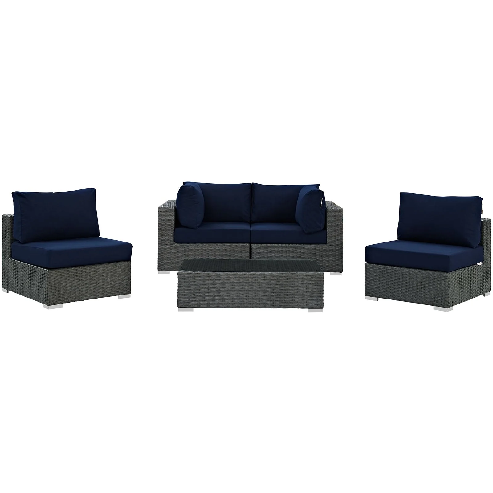 Sojourn 5 Piece Outdoor Patio Sunbrella® Sectional Set - Image 3