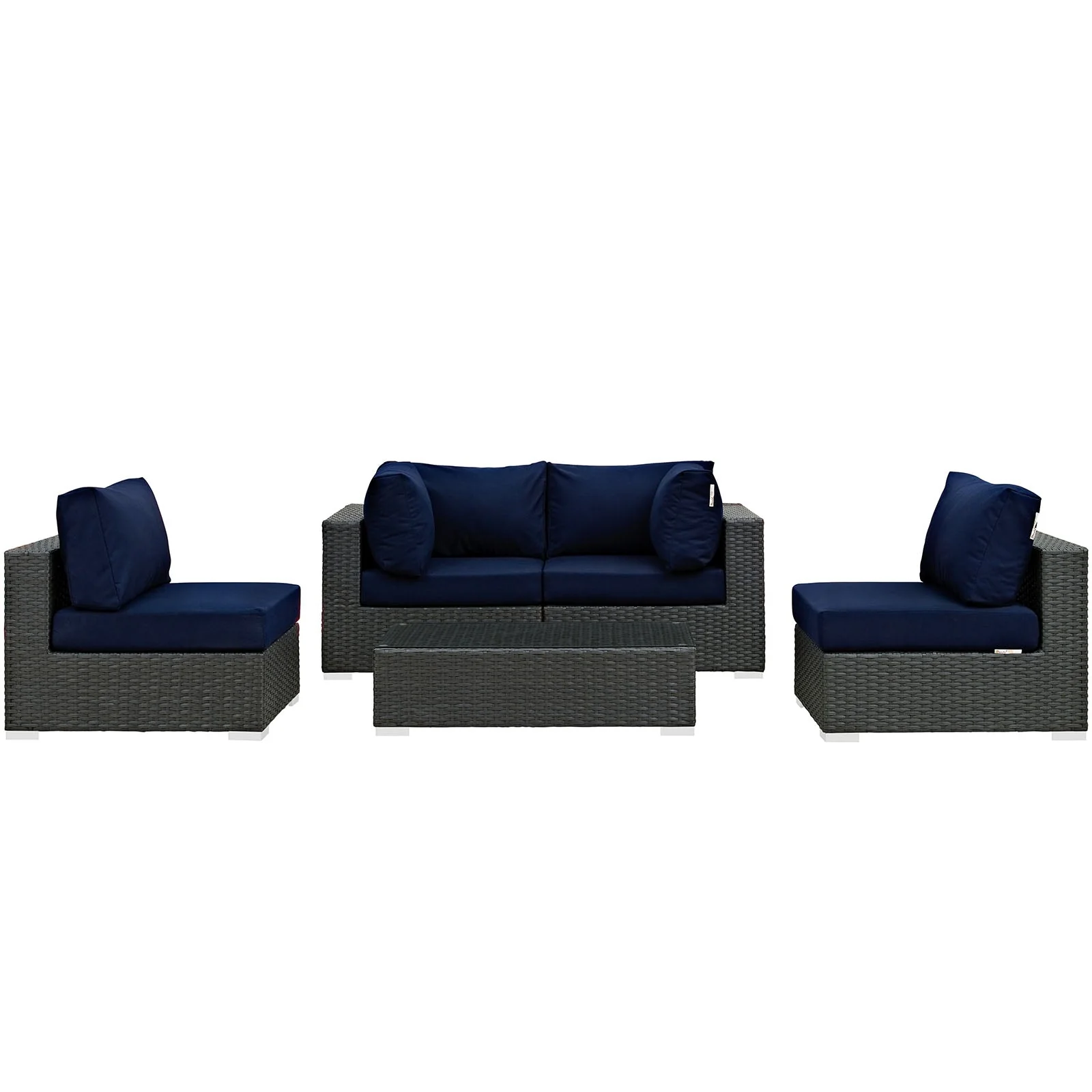 Sojourn 5 Piece Outdoor Patio Sunbrella® Sectional Set - Image 4