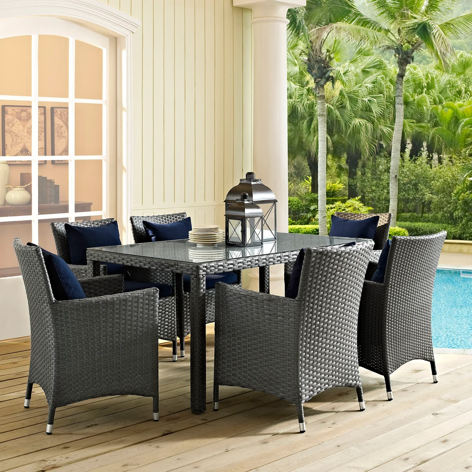 Sojourn 59" Outdoor Patio Dining Table in Chocolate - Image 2