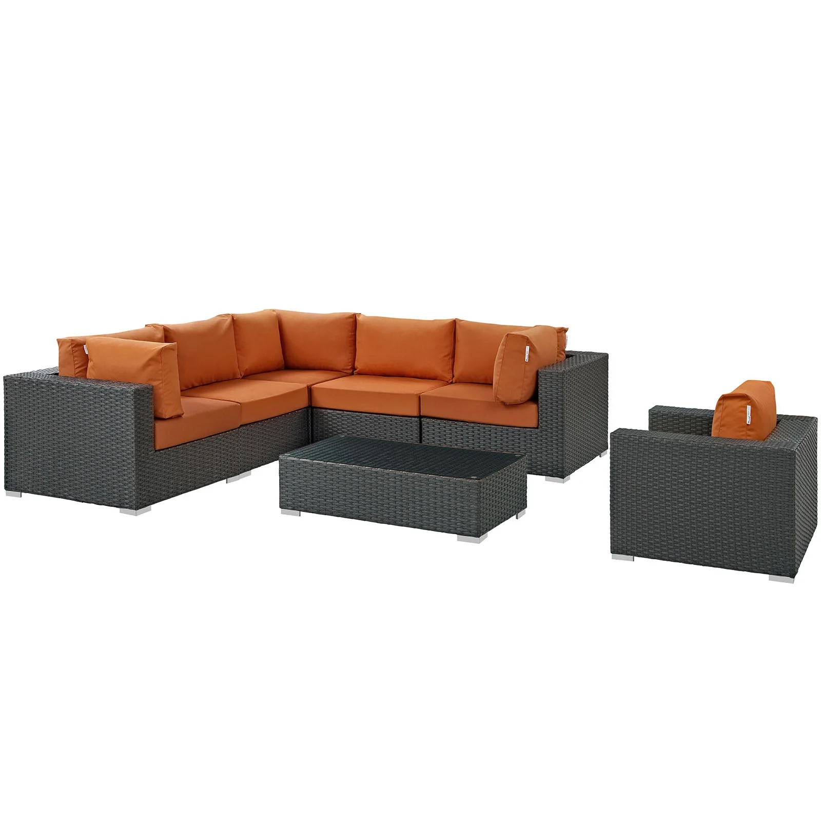 Sojourn 7 Piece Outdoor Patio Sunbrella® Sectional Set - Image 11