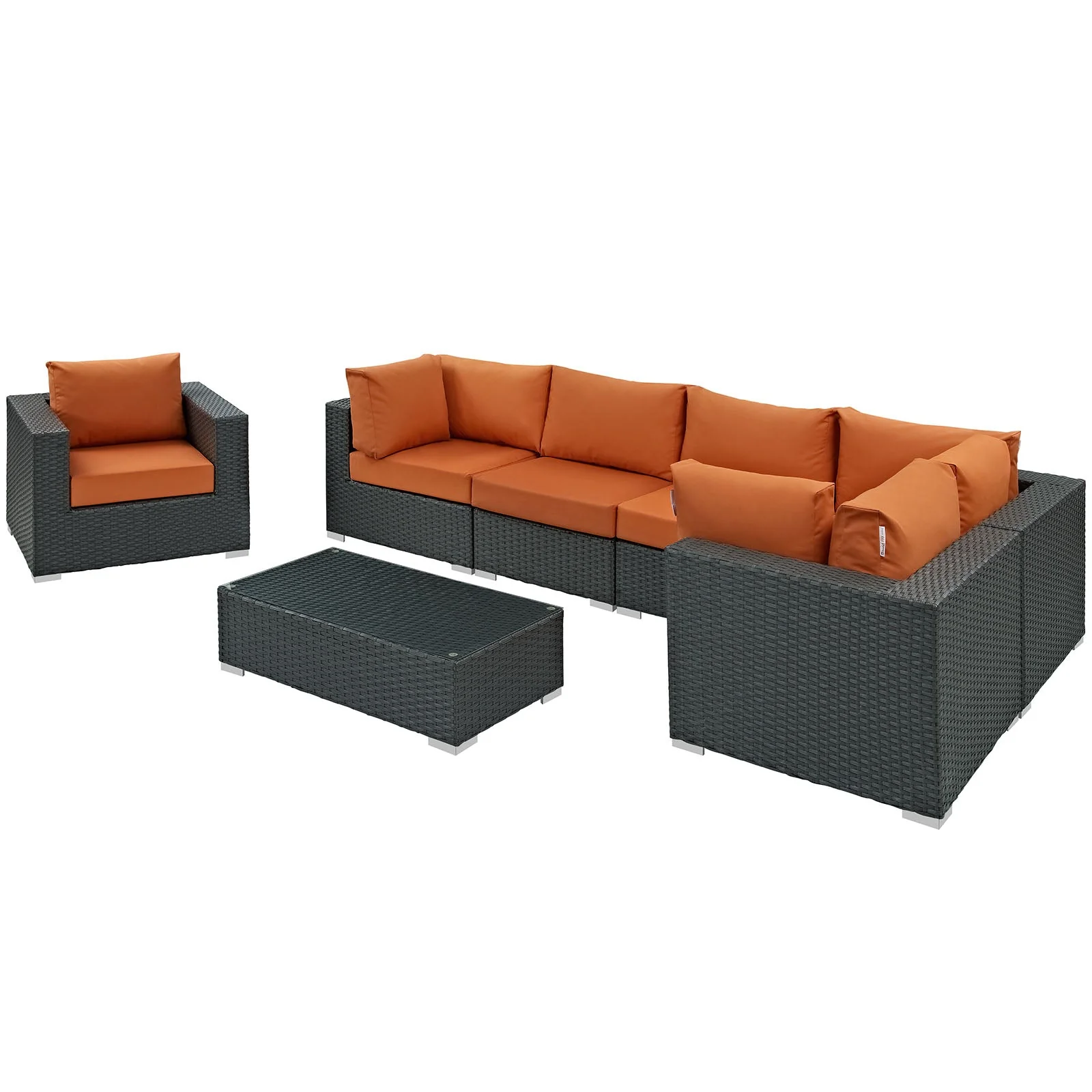 Sojourn 7 Piece Outdoor Patio Sunbrella® Sectional Set - Image 12