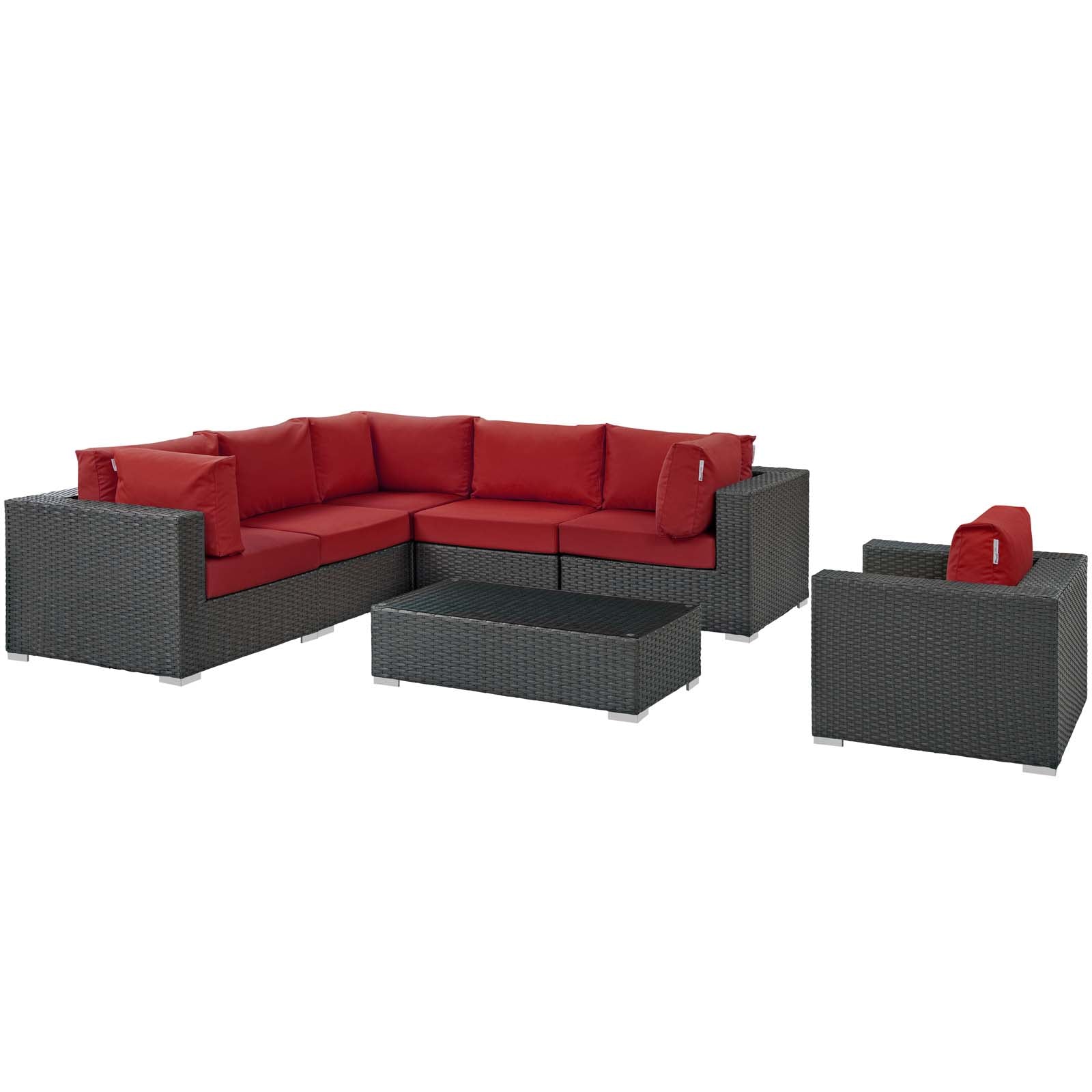 Sojourn 7 Piece Outdoor Patio Sunbrella® Sectional Set - Image 3