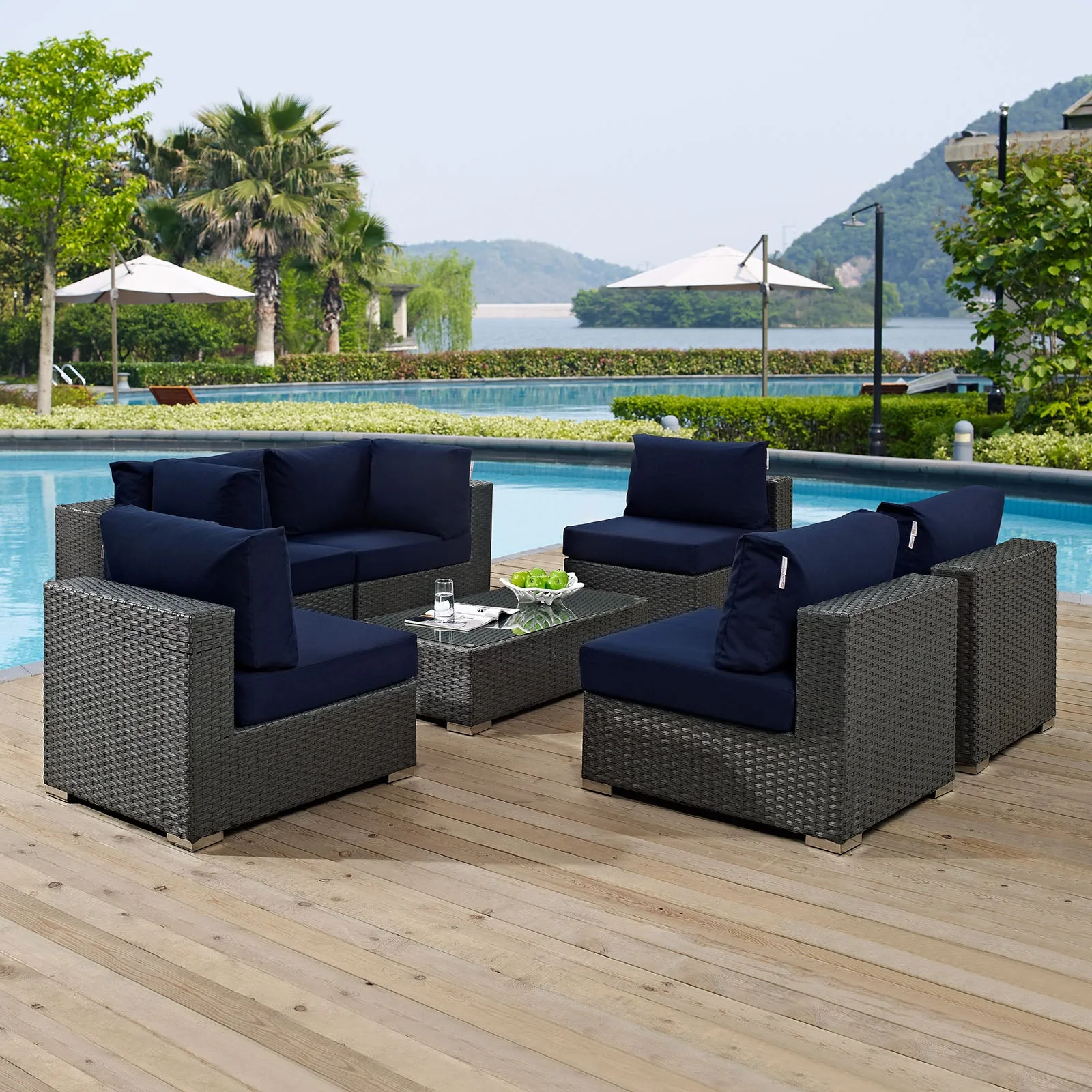Sojourn 7 Piece Outdoor Patio Sunbrella® Sectional Set - Image 2