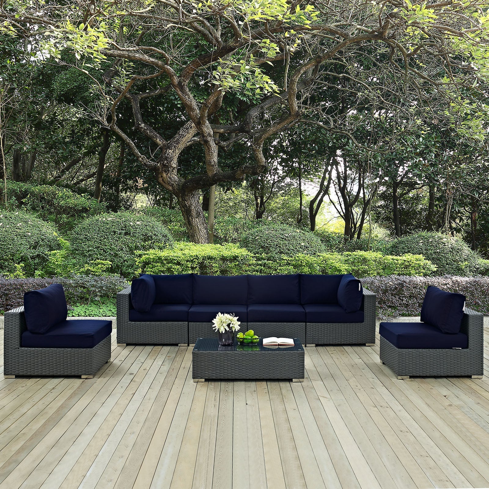 Sojourn 7 Piece Outdoor Patio Sunbrella® Sectional Set - Image 3