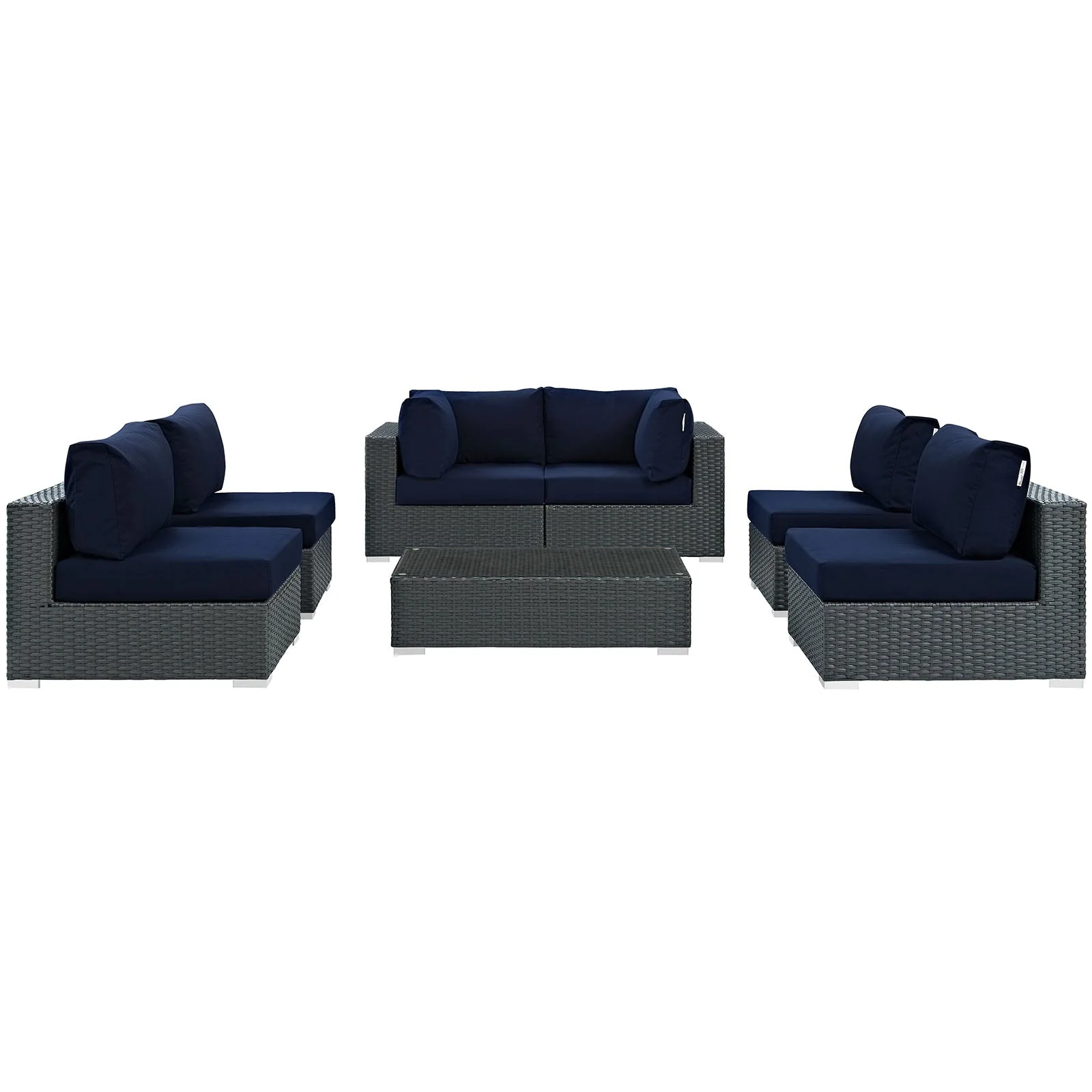 Sojourn 7 Piece Outdoor Patio Sunbrella® Sectional Set - Image 4