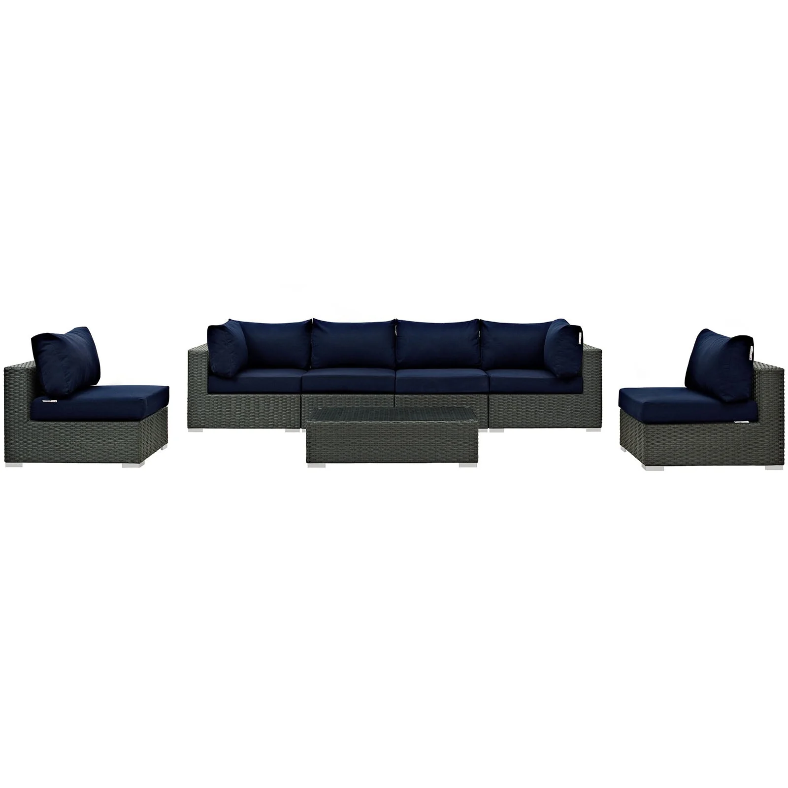 Sojourn 7 Piece Outdoor Patio Sunbrella® Sectional Set - Image 5
