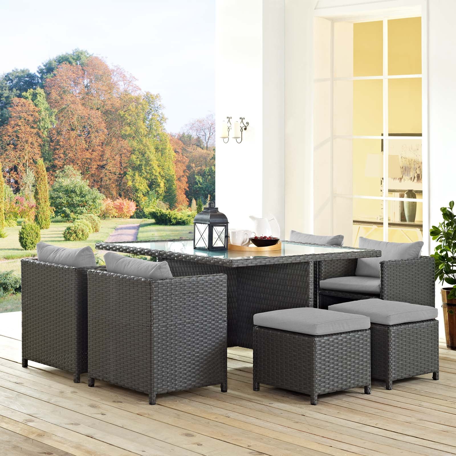 Sojourn 9 Piece Outdoor Patio Sunbrella® Dining Set - Image 11