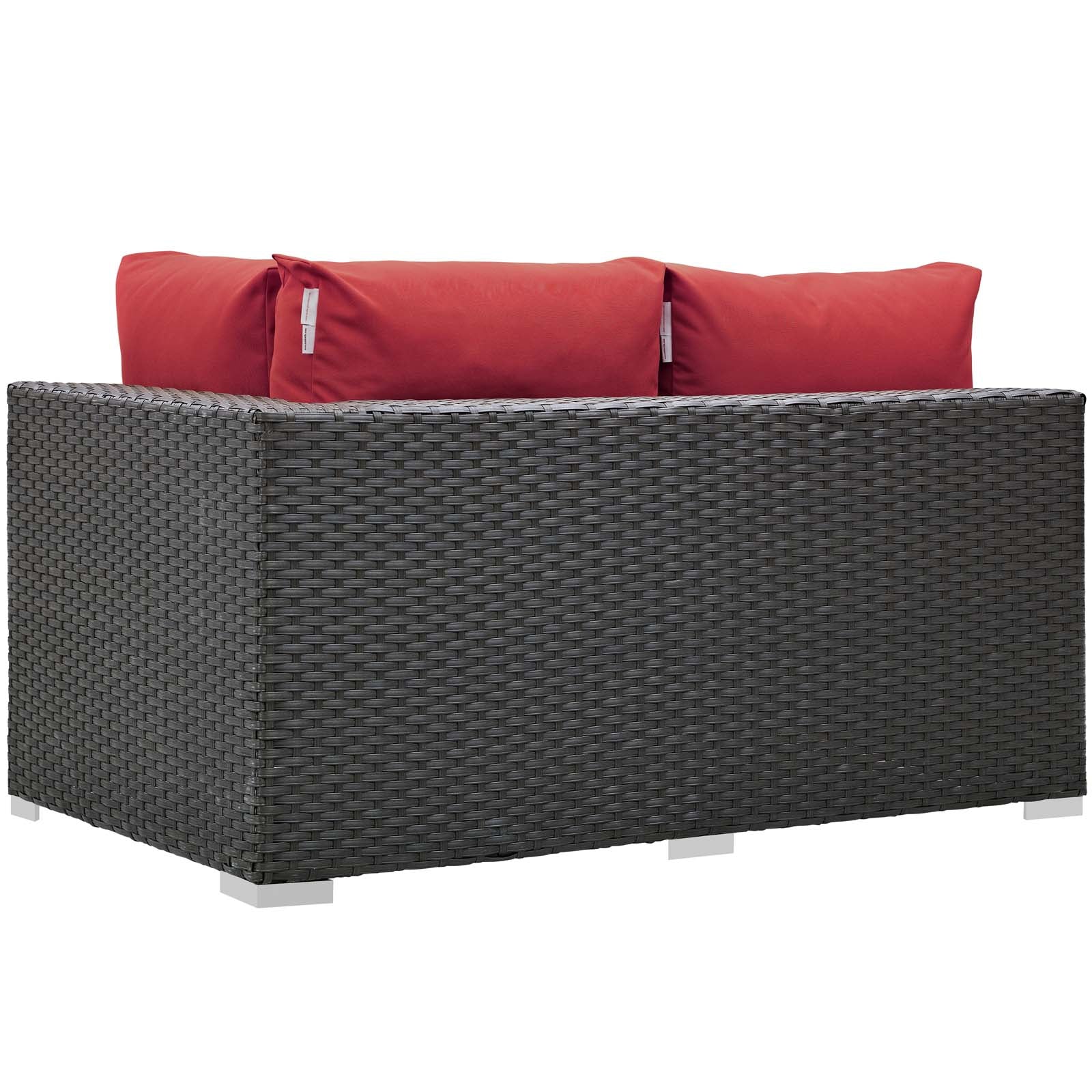 Sojourn Outdoor Patio Sunbrella® Right Arm Loveseat in Canvas Red - Image 3
