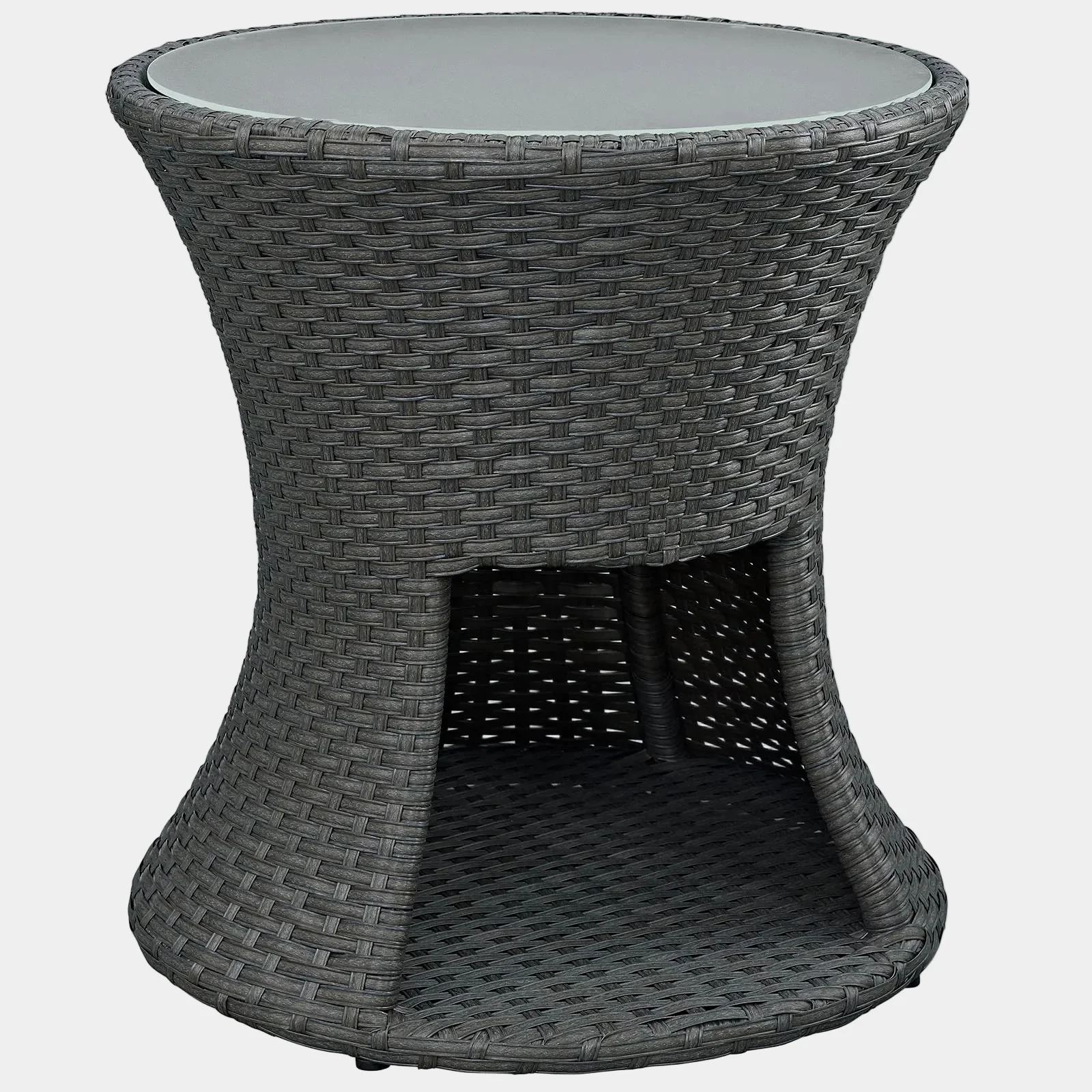 Sojourn Round Outdoor Patio Side Table in Chocolate