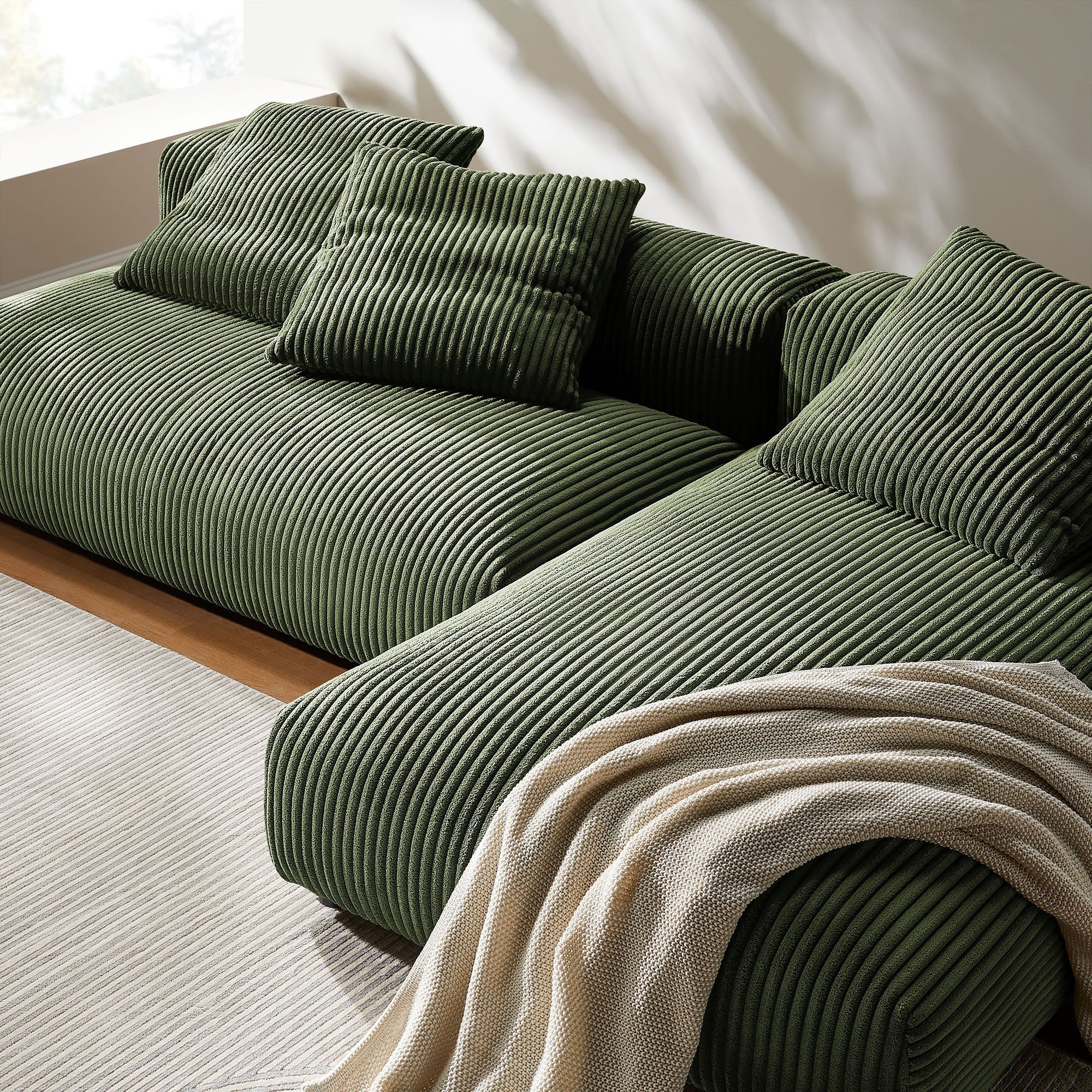 Solace 2-Piece Modular Corduroy Upholstered Sectional Sofa With Chaise - Image 14